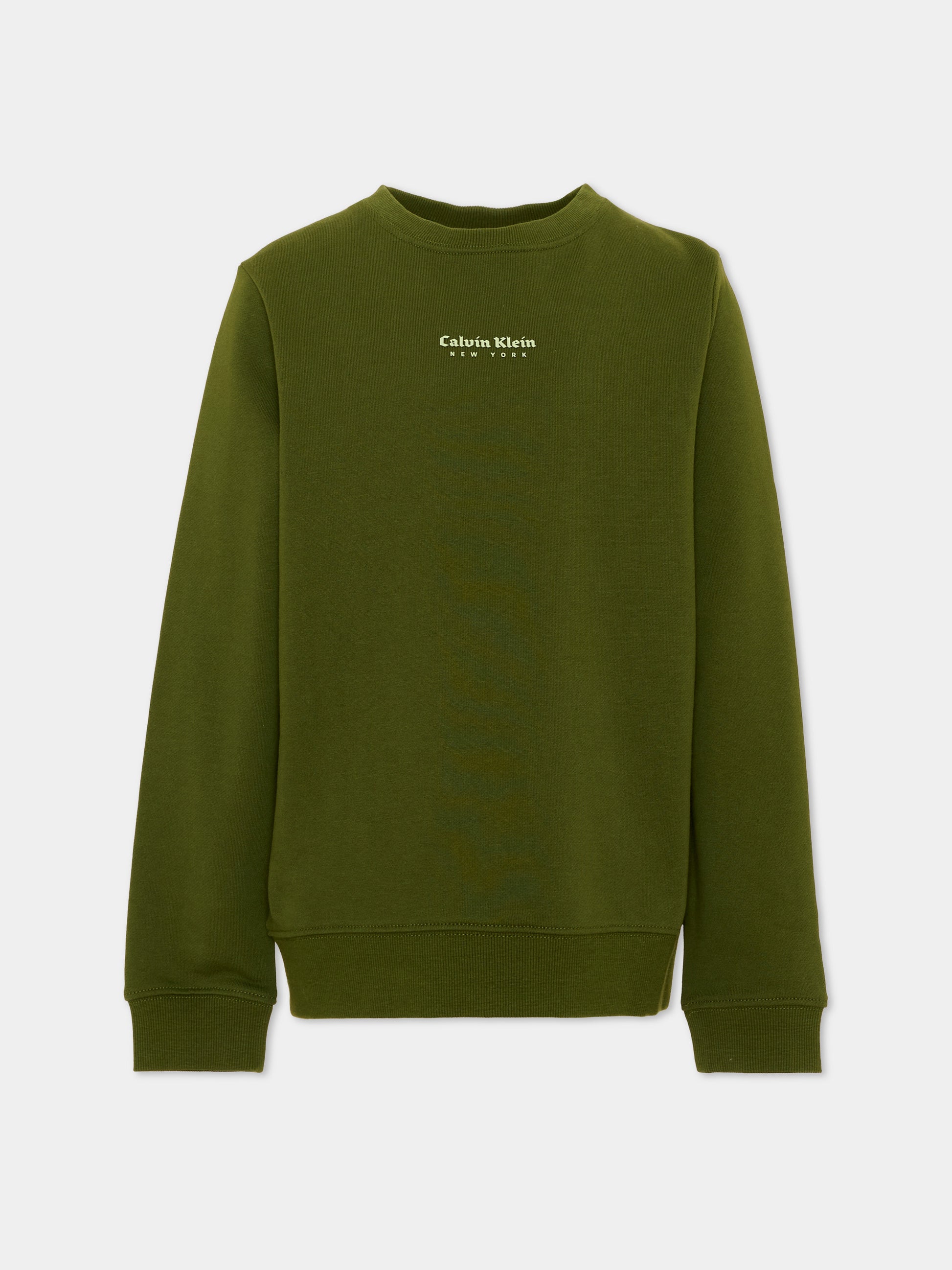 Felpa verde per bambino logo frontale,Calvin Klein Kids,IB0IB02617 LTQ