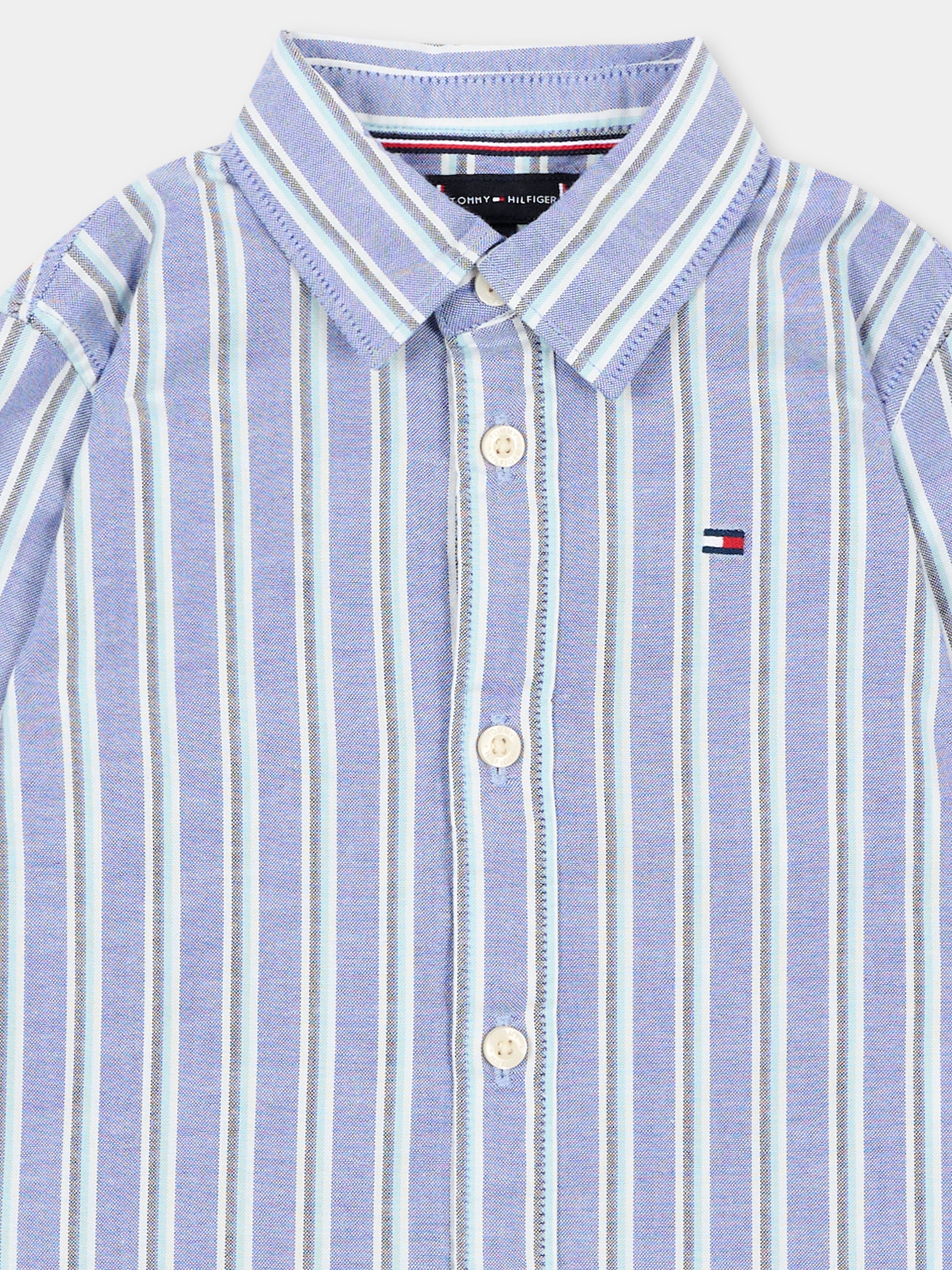 Camicia a manica lunga blu per bambino a righe,Tommy Hilfiger Junior,KB0KB10066 C8M_