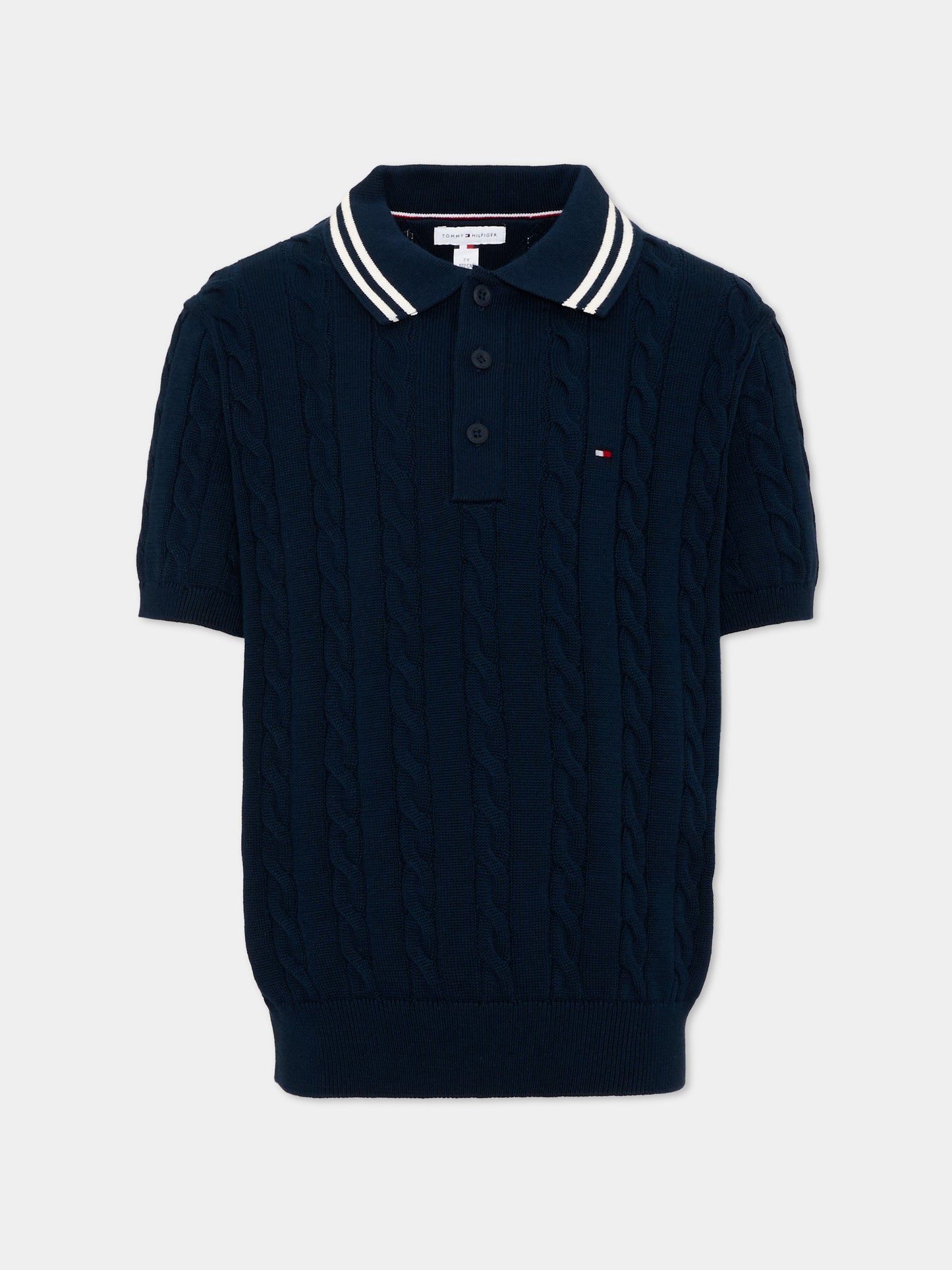Polo a manica corta blu per bambino,Tommy Hilfiger Junior,KB0KB09754 C1G