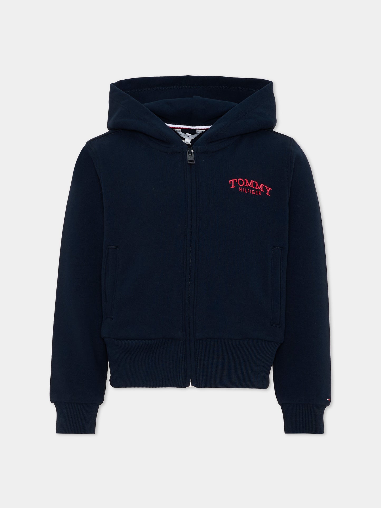 Felpa con cappuccio blu per bambina logo,Tommy Hilfiger Junior,KG0KG08988 C1G