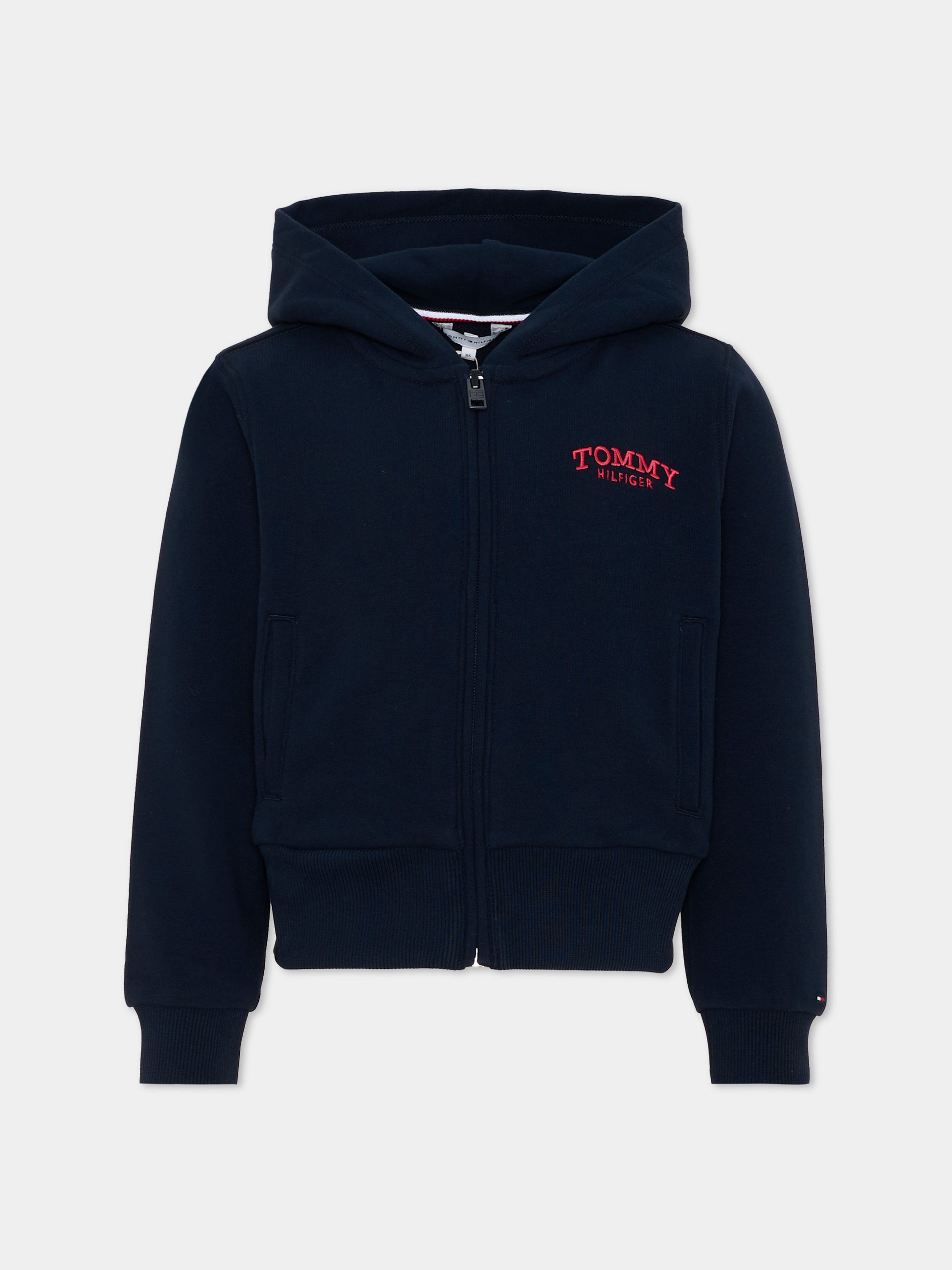 Felpa con cappuccio blu per bambina logo,Tommy Hilfiger Junior,KG0KG08988 C1G