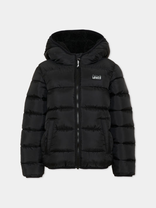 Piumini nero per bambino con logo,Levi's Kids,8EN628 023