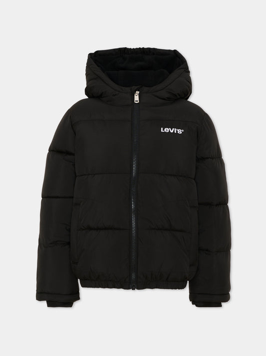 Piumini nero per bambino con logo,Levi's Kids,8EN633 023