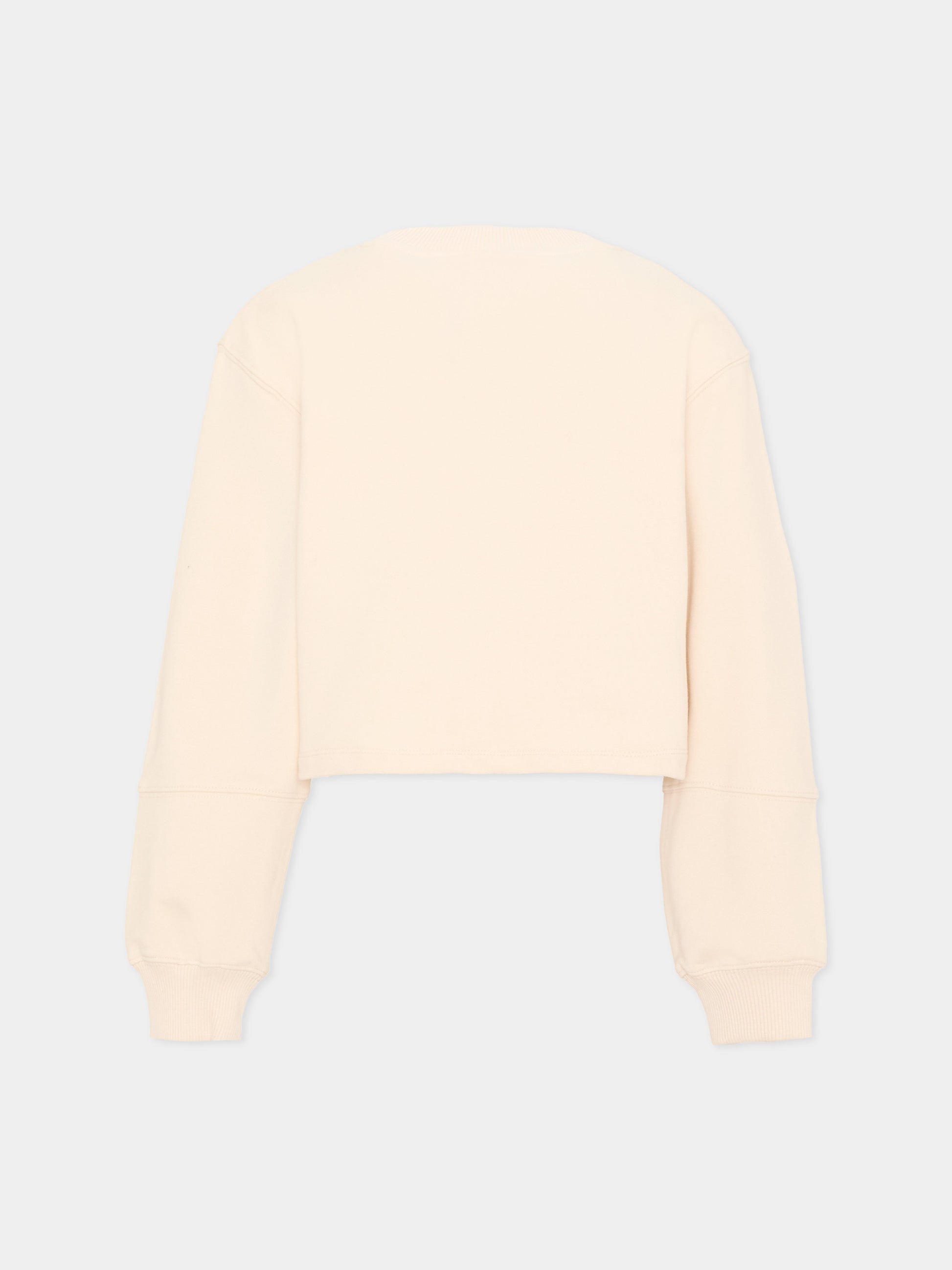 Felpa avorio per bambina logo frontale,Calvin Klein Kids,IG0IG03070 PGB