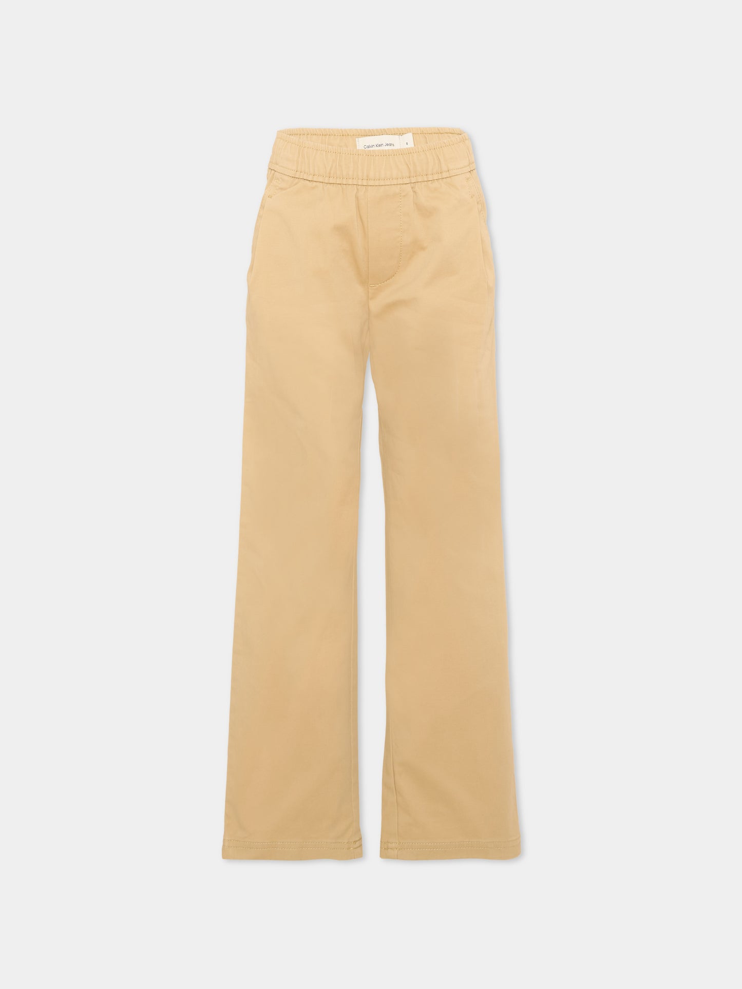 Pantalone beige per bambina con vita elasticizzata,Calvin Klein Kids,IB0IB02604 ACA