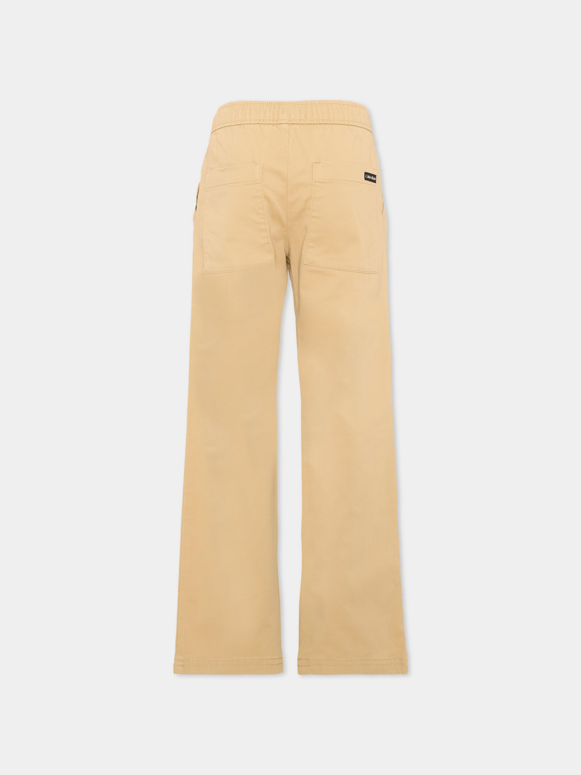 Pantalone beige per bambina con vita elasticizzata,Calvin Klein Kids,IB0IB02604 ACA