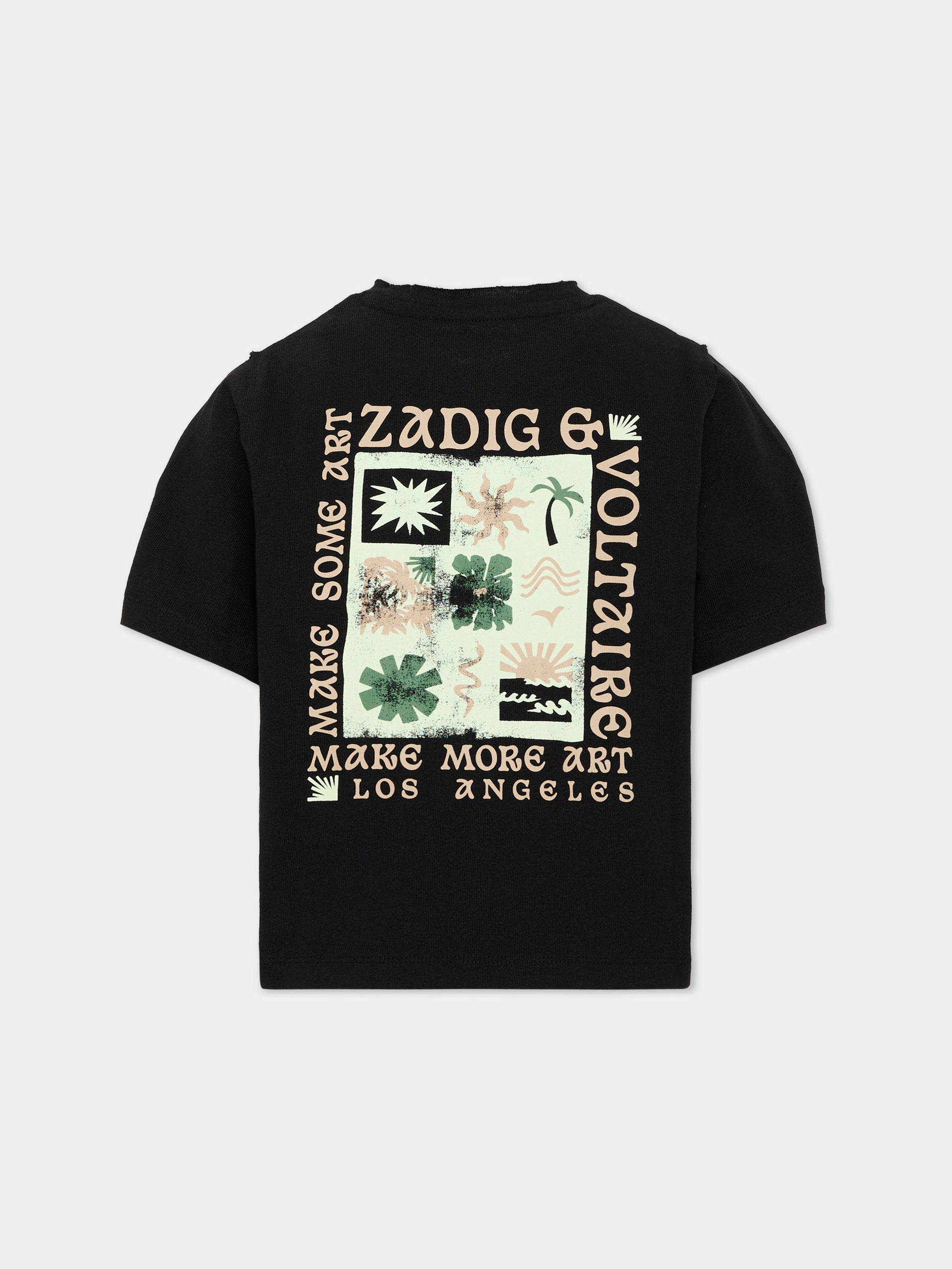 T-Shirt nera per bambina con stampa,Zadig & Voltaire Kids,X60582 09B