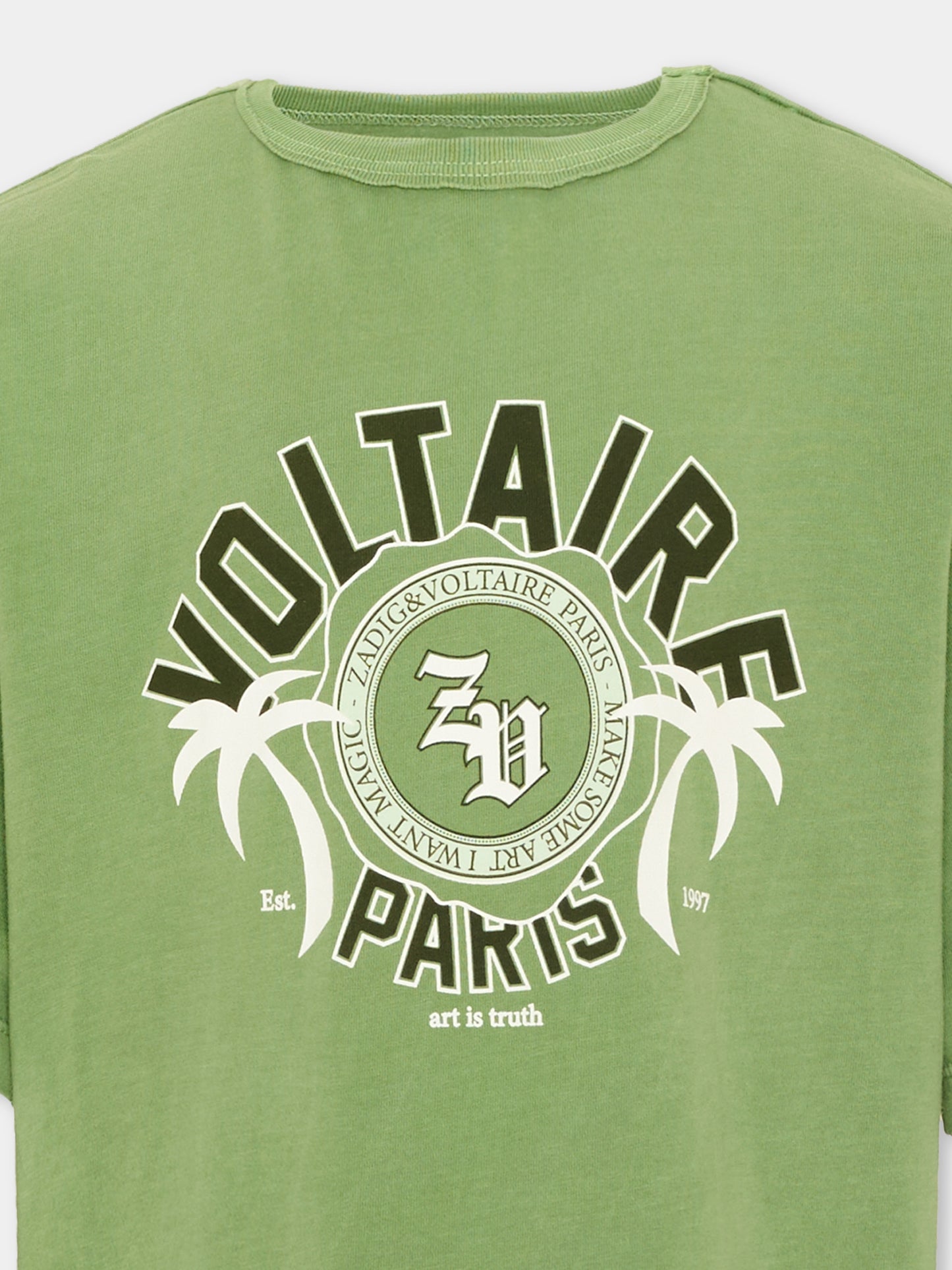T-Shirt verde per bambini,Zadig & Voltaire Kids,X60585 66J