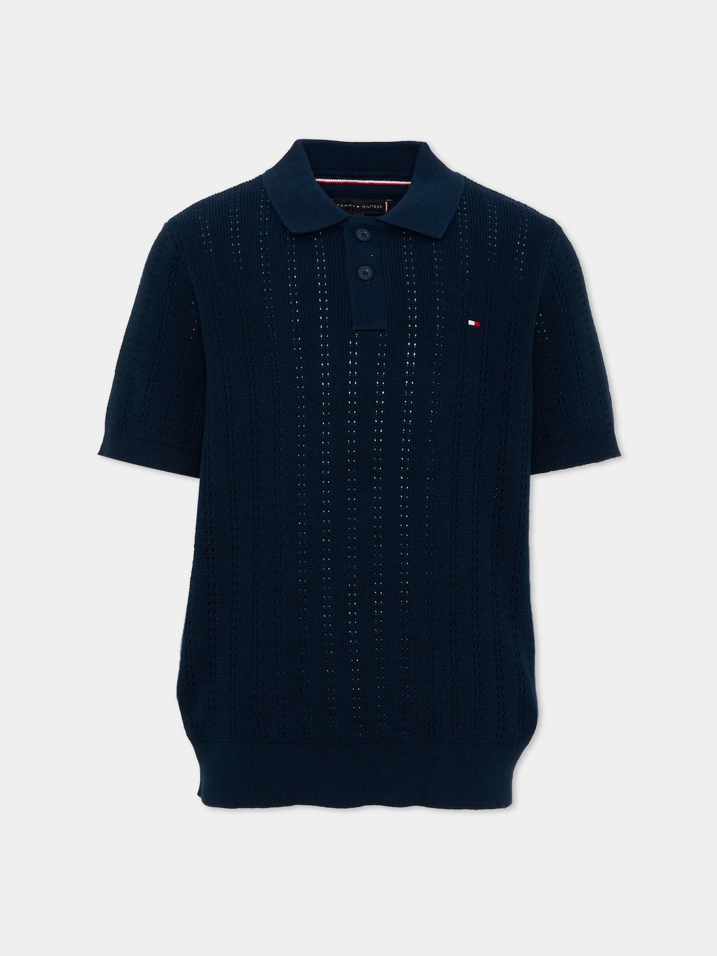 Polo a manica corta blu per bambino,Tommy Hilfiger Junior,KB0KB10251 C1G