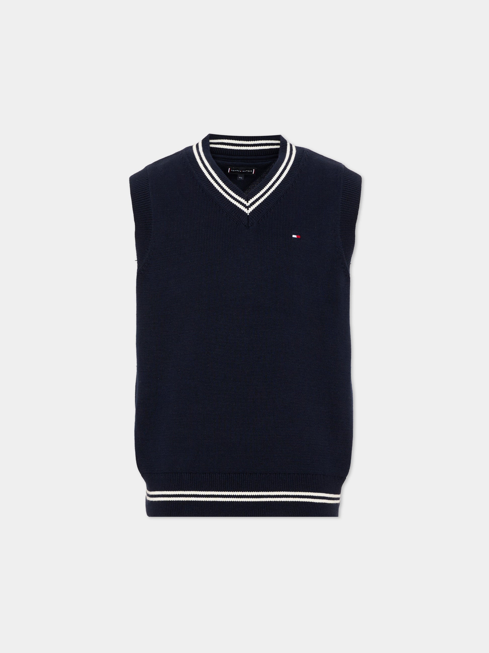 Maglia gilet blu per bambino con logo,Tommy Hilfiger Junior,KB0KB10426 YA8