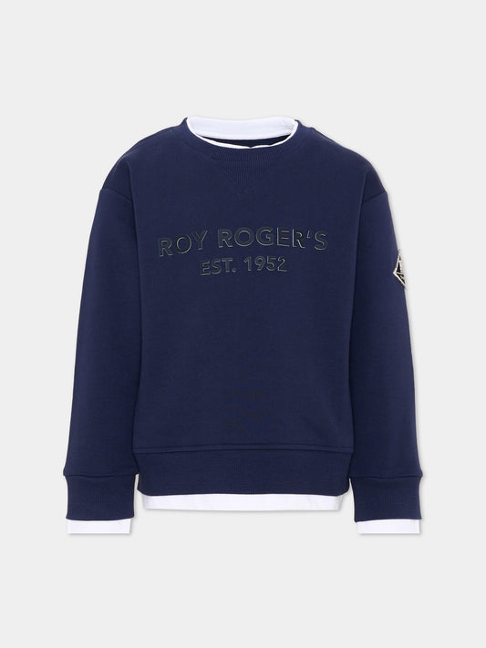 Felpa blu per bambino logo frontale,Roy Roger's Kids,RG102 0 3854