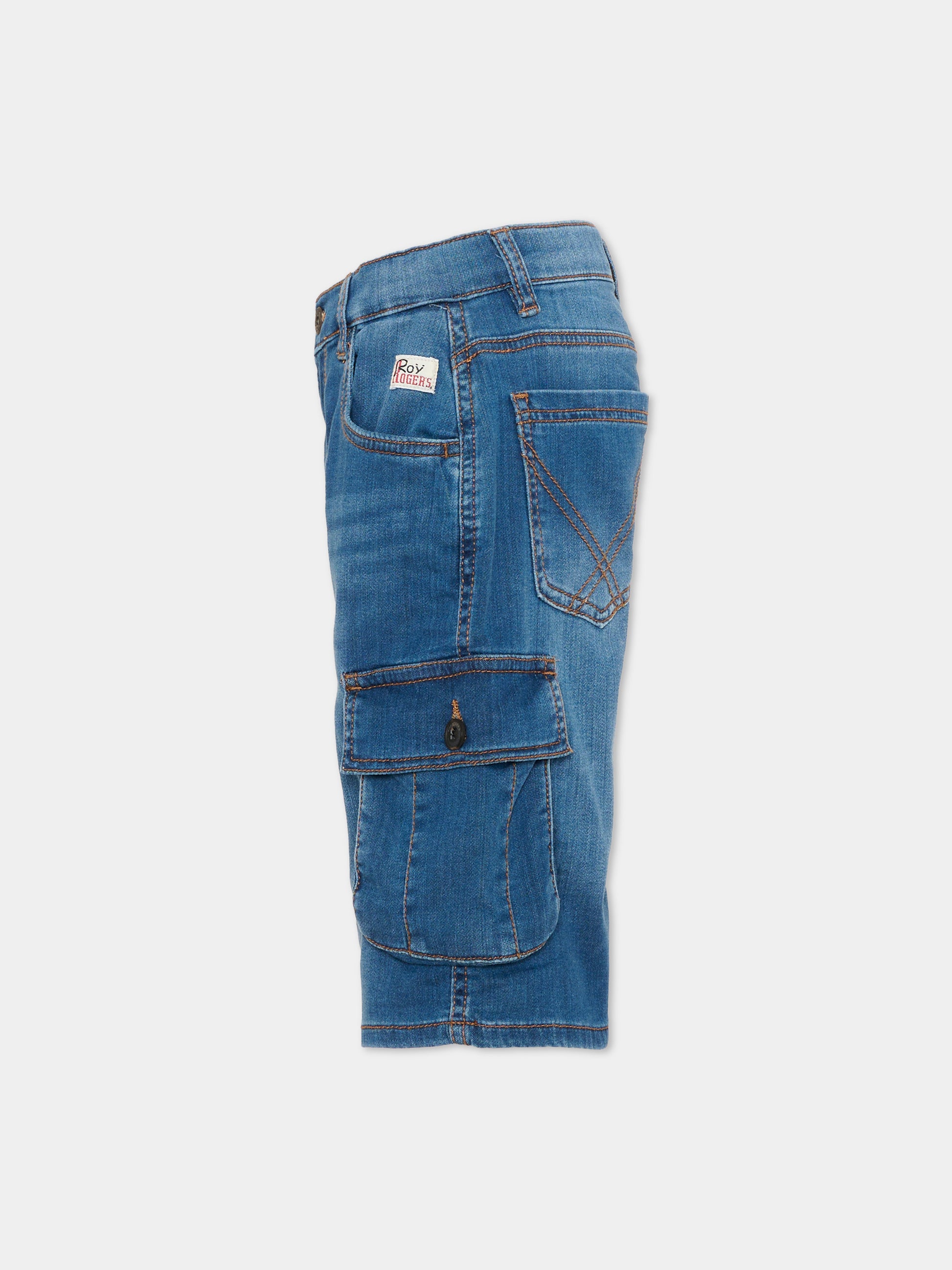 Shorts denim per bambino cargo,Roy Roger's Kids,RG142 0 7023