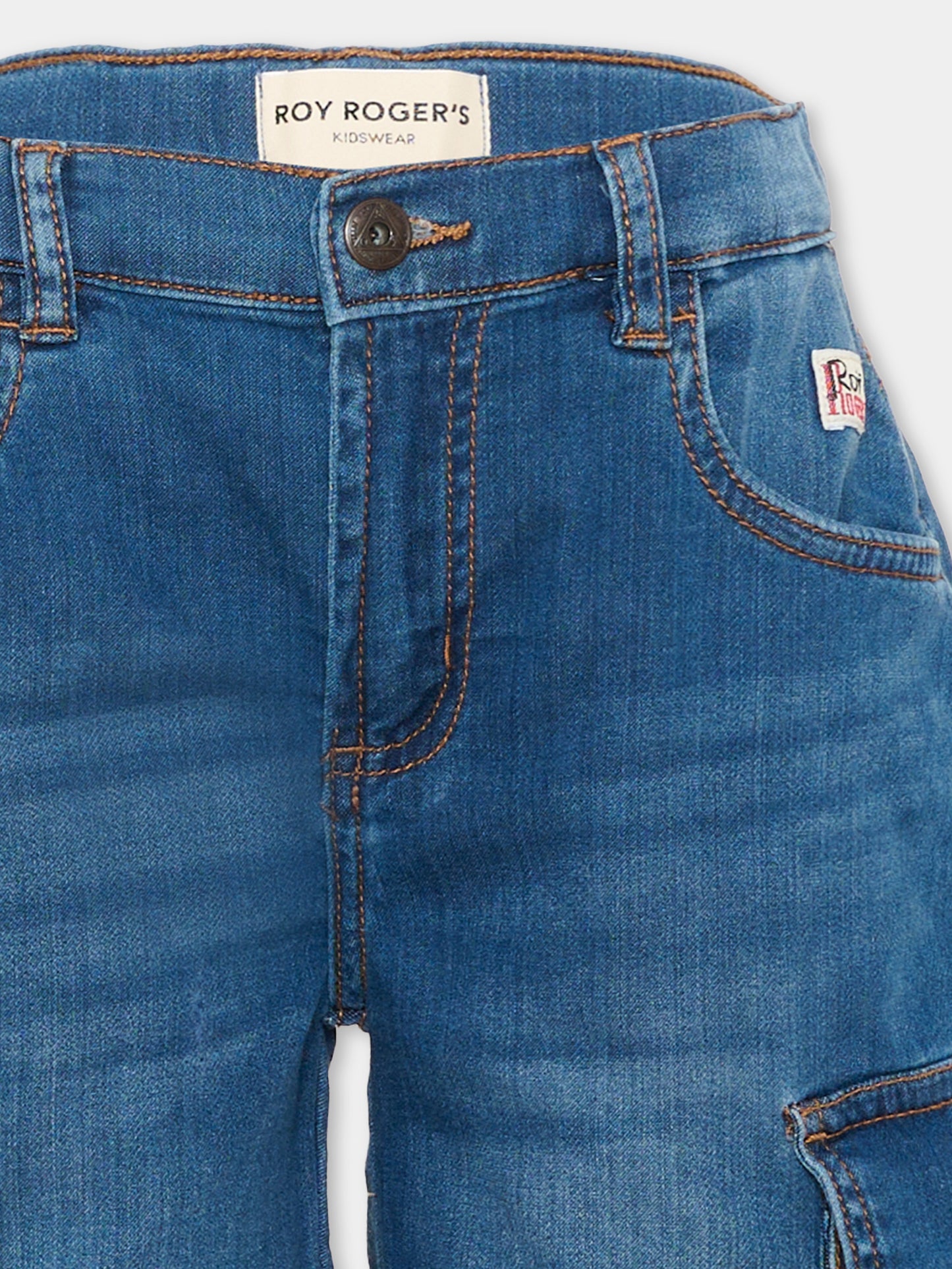 Shorts denim per bambino cargo,Roy Roger's Kids,RG142 0 7023