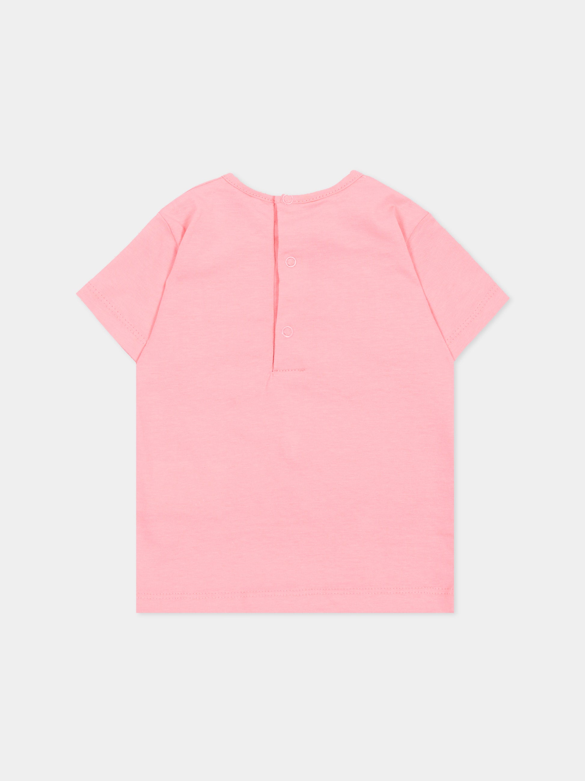 T-shirt a manica corta rosa per neonata tasca logo,Roy Roger's Kids,RG188 0 2362