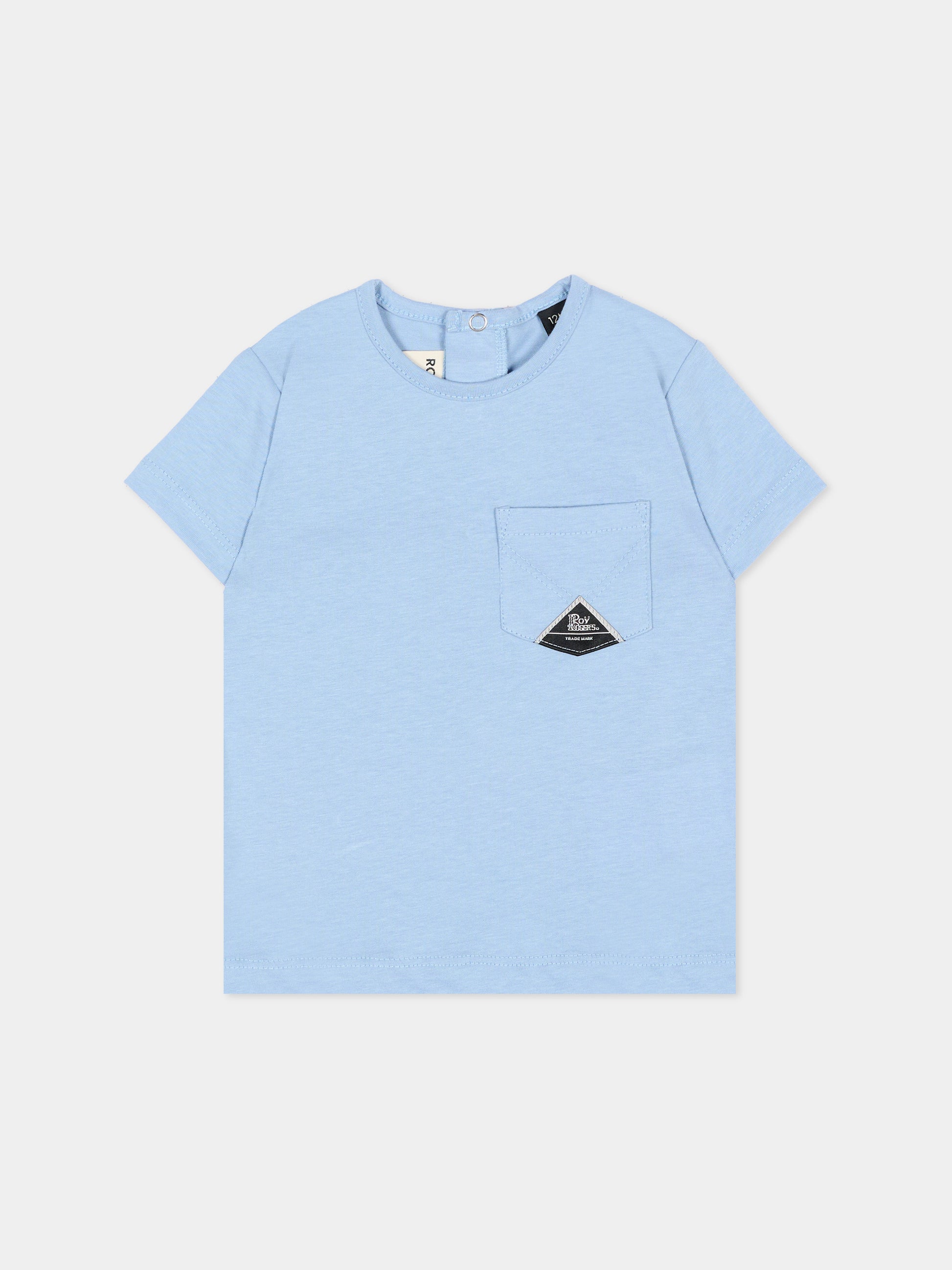 T-shirt a manica corta azzurra per neonato taschino,Roy Roger's Kids,RG188 0 3814