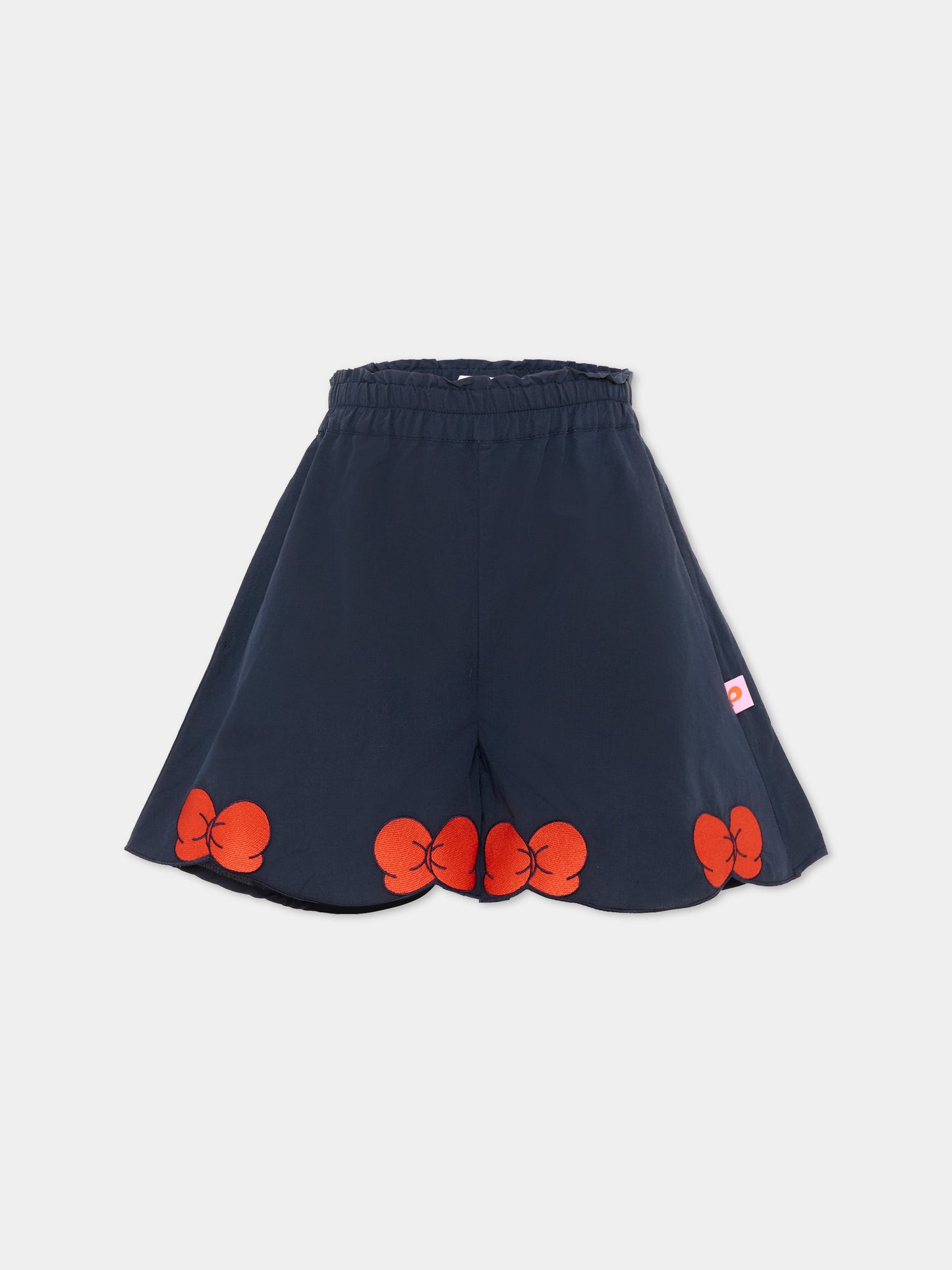 Shorts blu con ciliegie per bambina,Poco Blush,SS26375