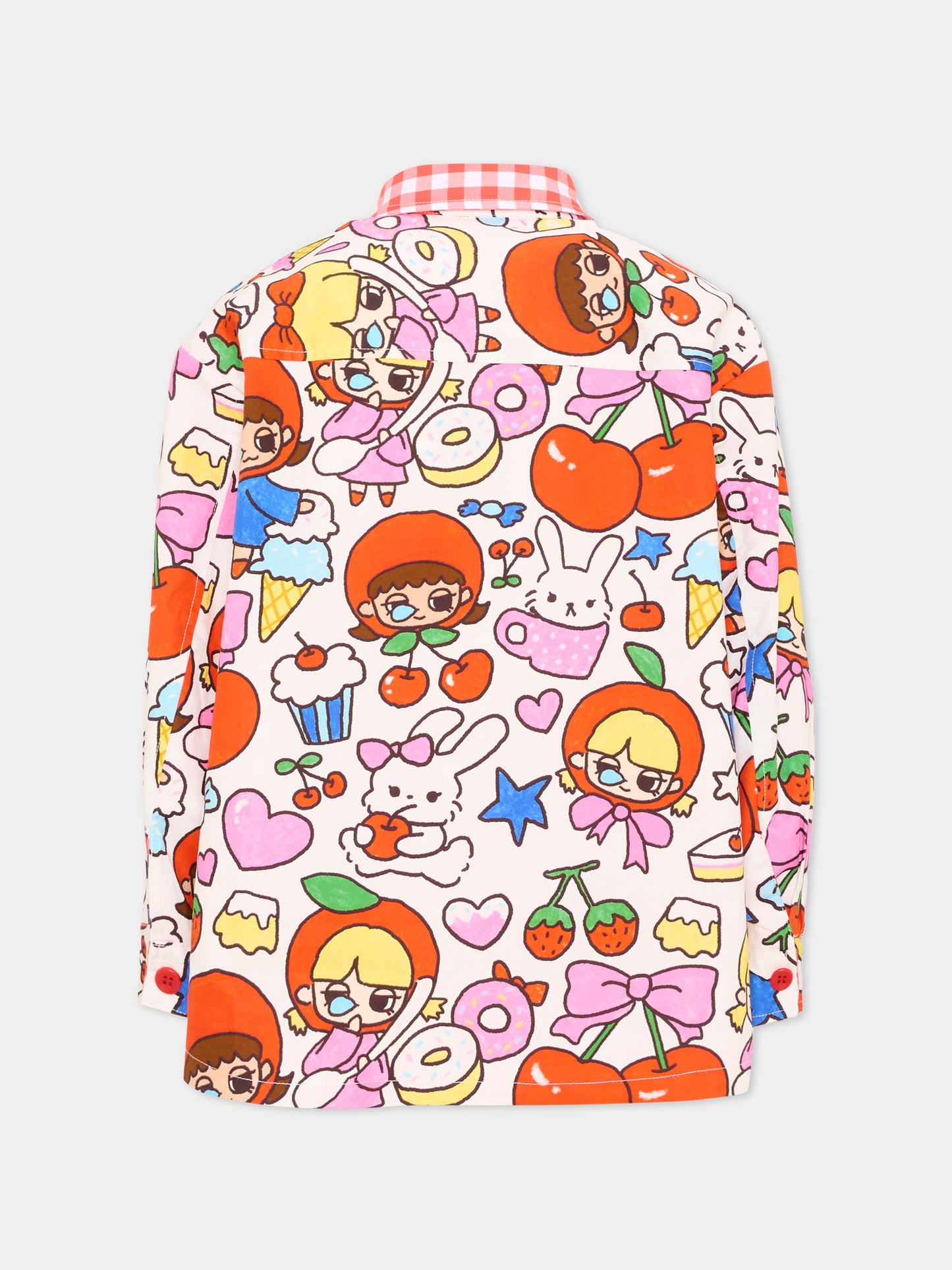Camicia a manica lunga rossa per bambina reversibile,Poco Blush,SS26125