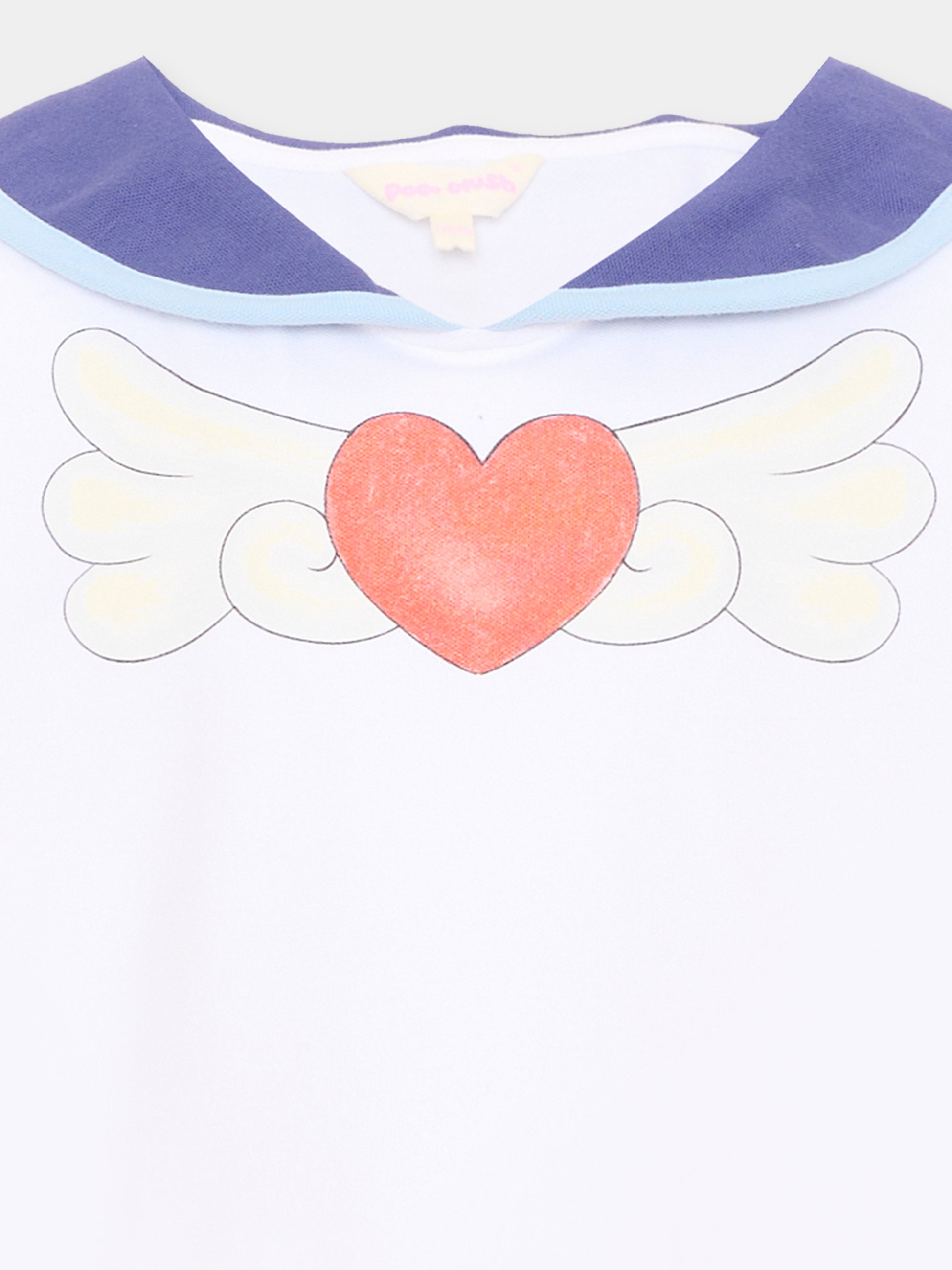 T-shirt a manica corta bianca per bambina stampa cuore,Poco Blush,SS26239