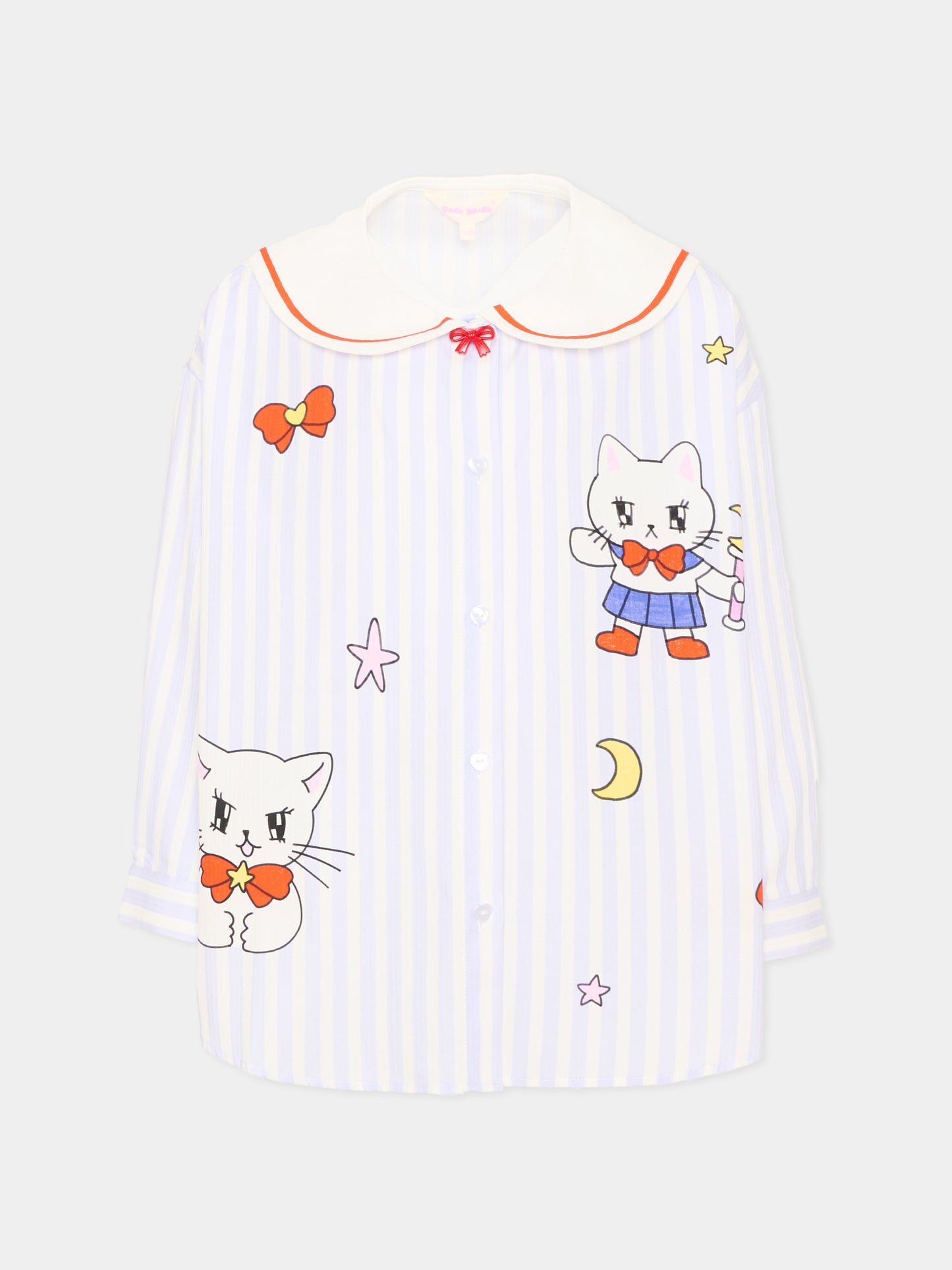 Camicia blu a righe kitty per bambina,Poco Blush,SS26127