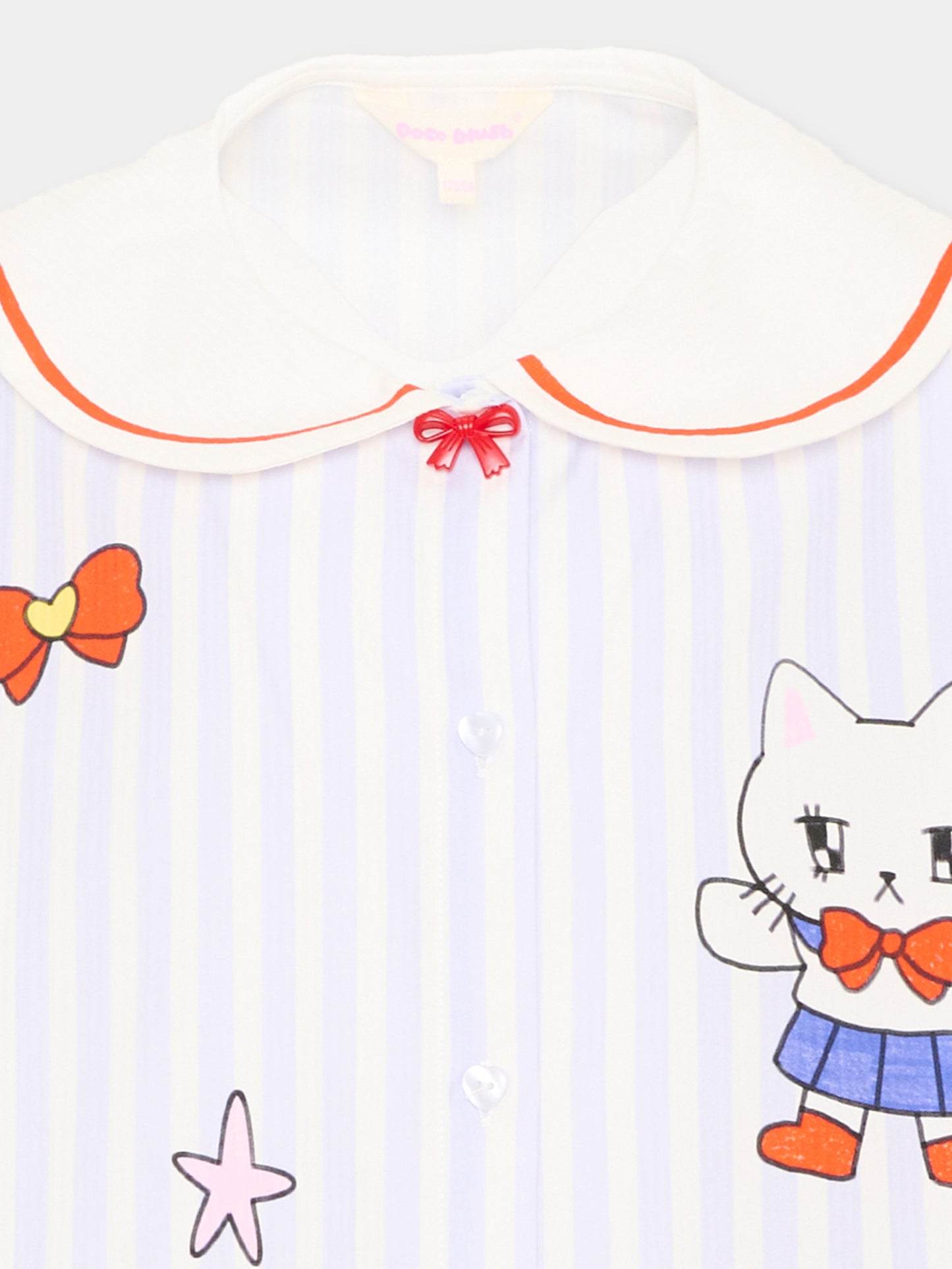 Camicia blu a righe kitty per bambina,Poco Blush,SS26127