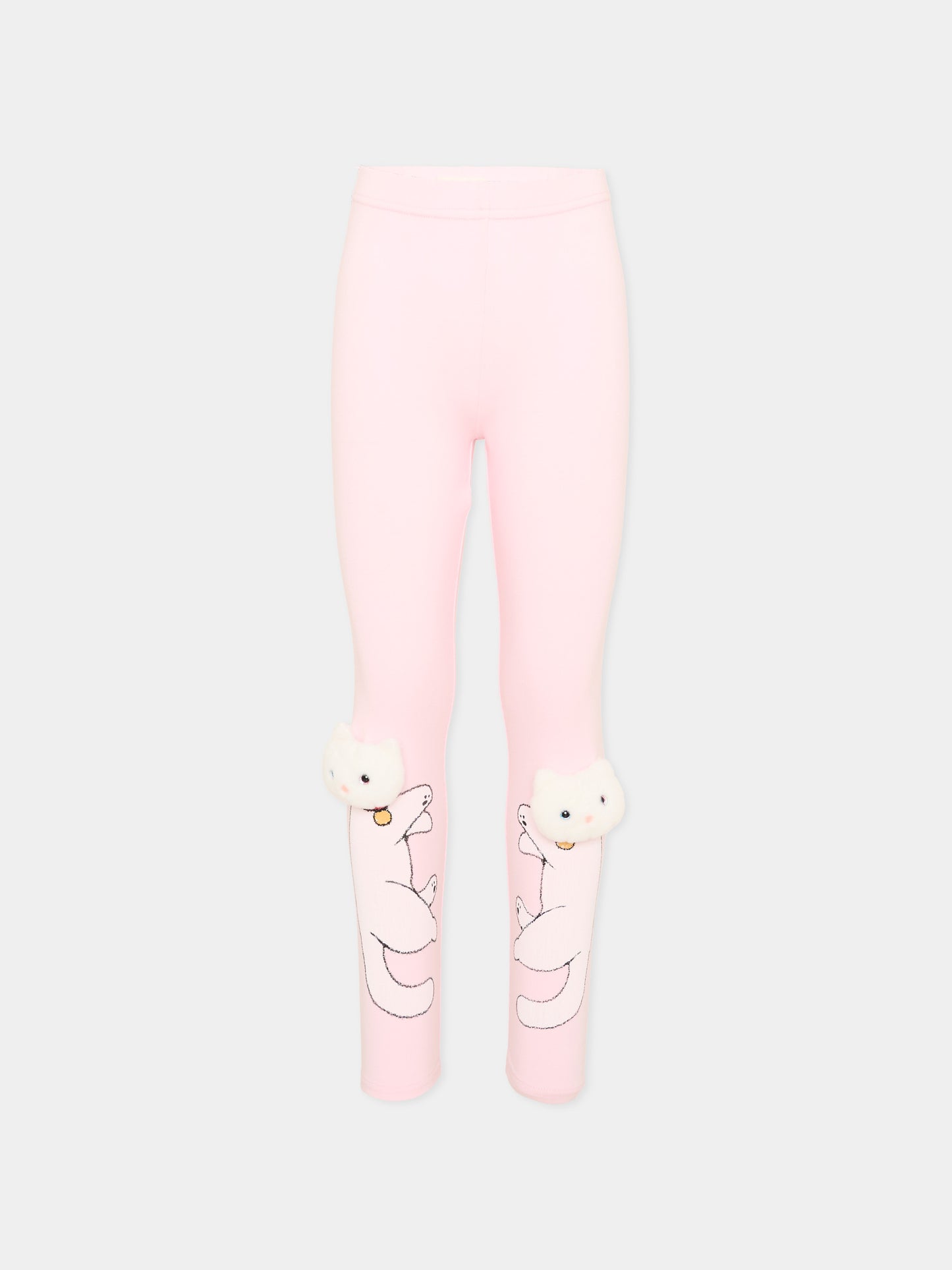 Leggings rosa per bambina gatti 3D,Poco Blush,SS26242