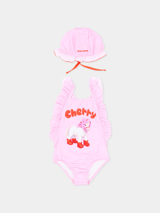 Costume intero rosa per bambina con pony,Poco Blush,SS264106