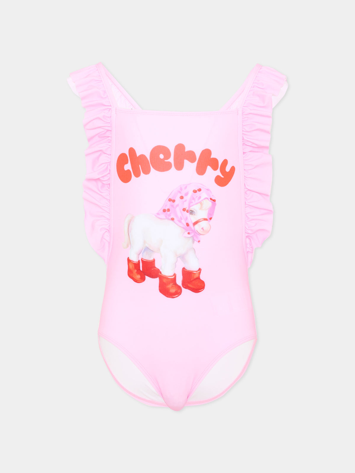 Costume intero rosa per bambina con pony,Poco Blush,SS264106