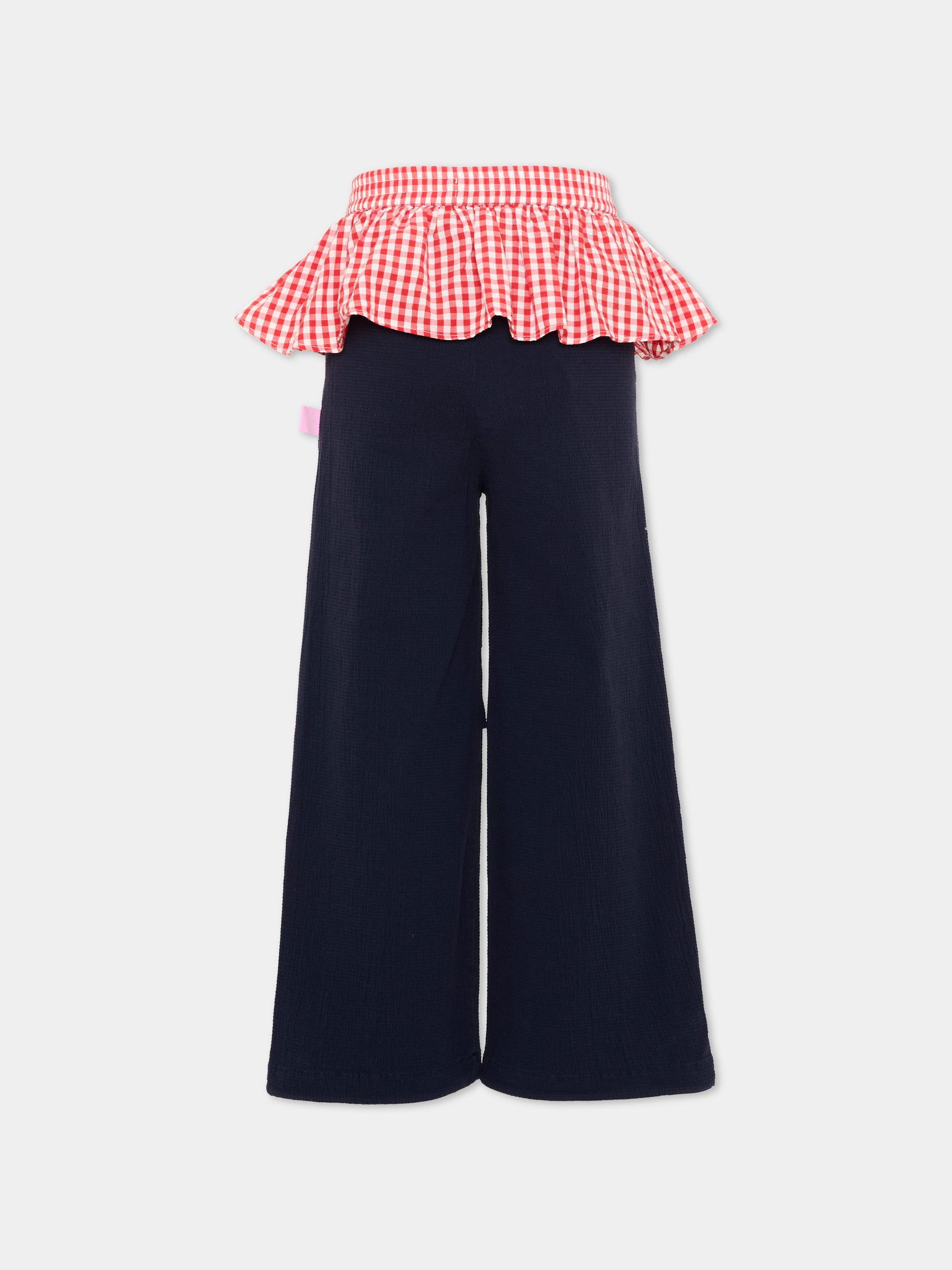 Pantalone blu per bambina con volant,Poco Blush,SS26113