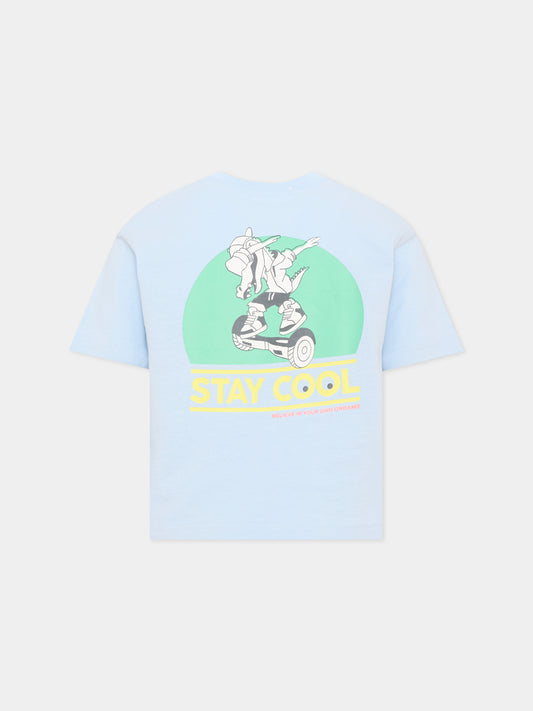 T-shirt azzurra per bambino stampata