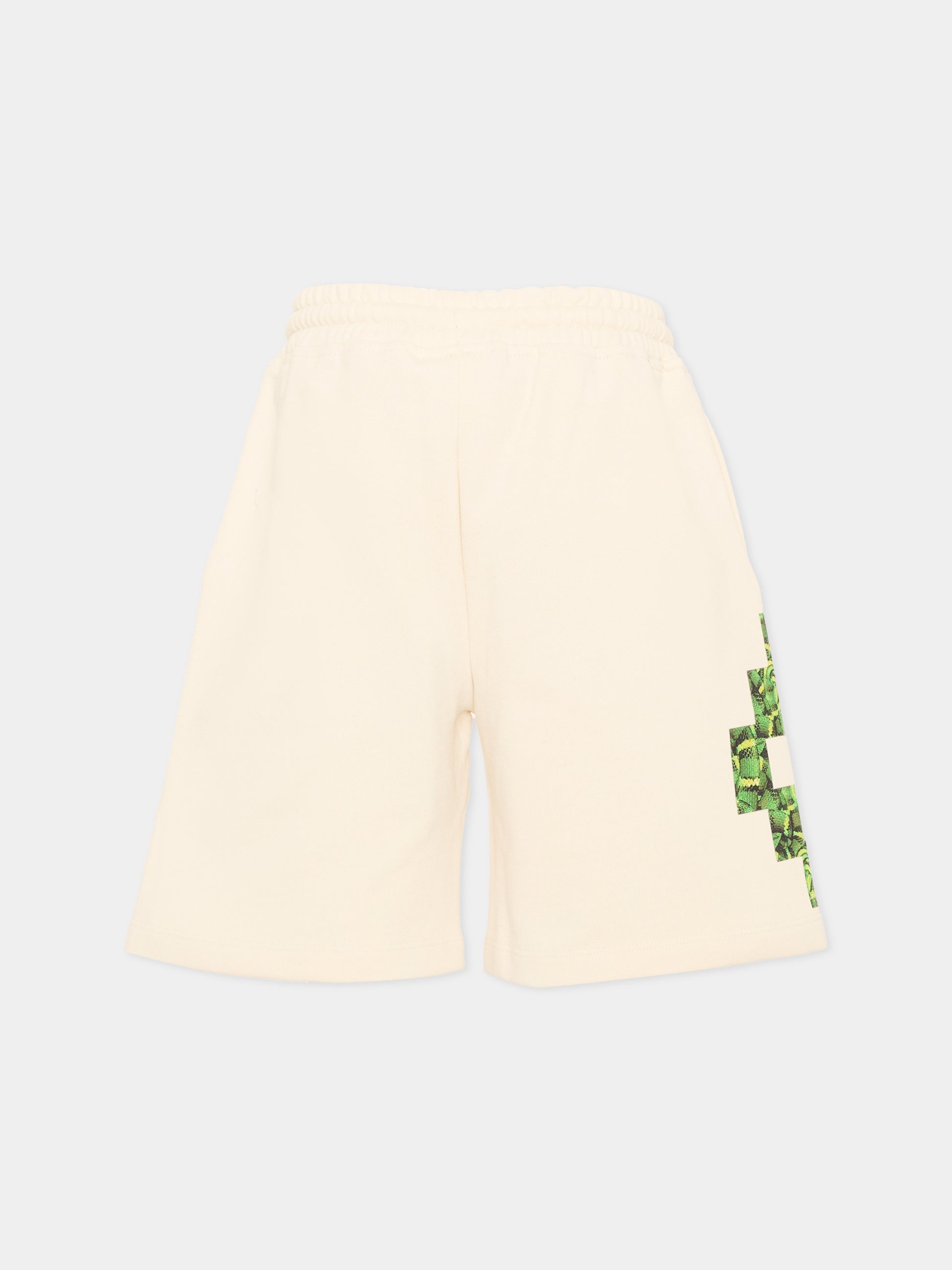 Shorts avorio per bambino con logo,County Of Milan Kids,S6CMJBBE011 412