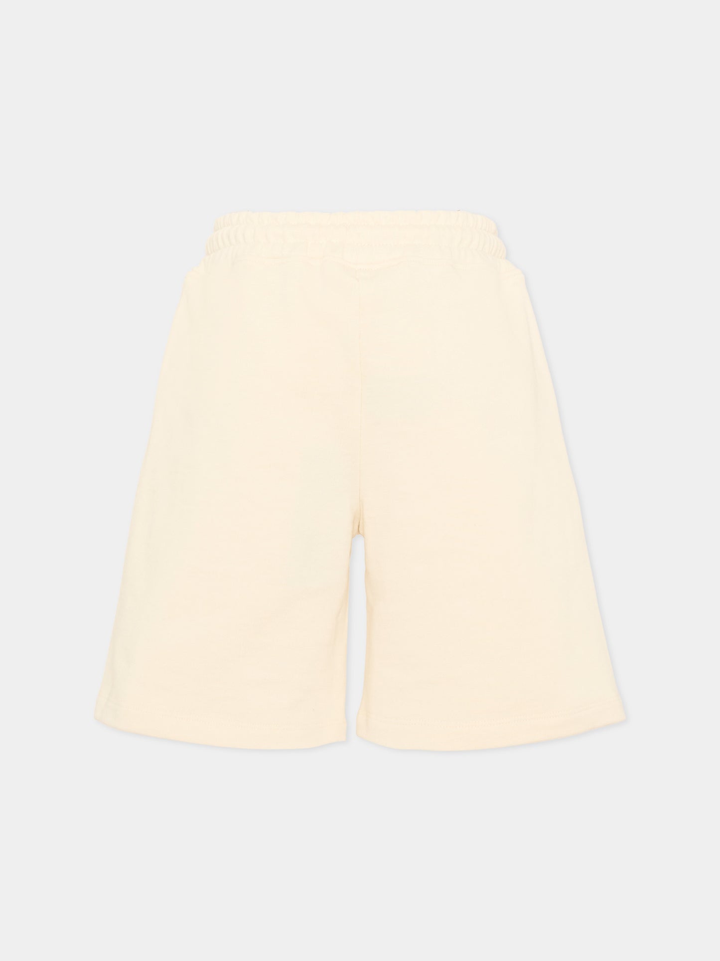 Shorts avorio per bambino con logo,County Of Milan Kids,S6CMJBBE005 412