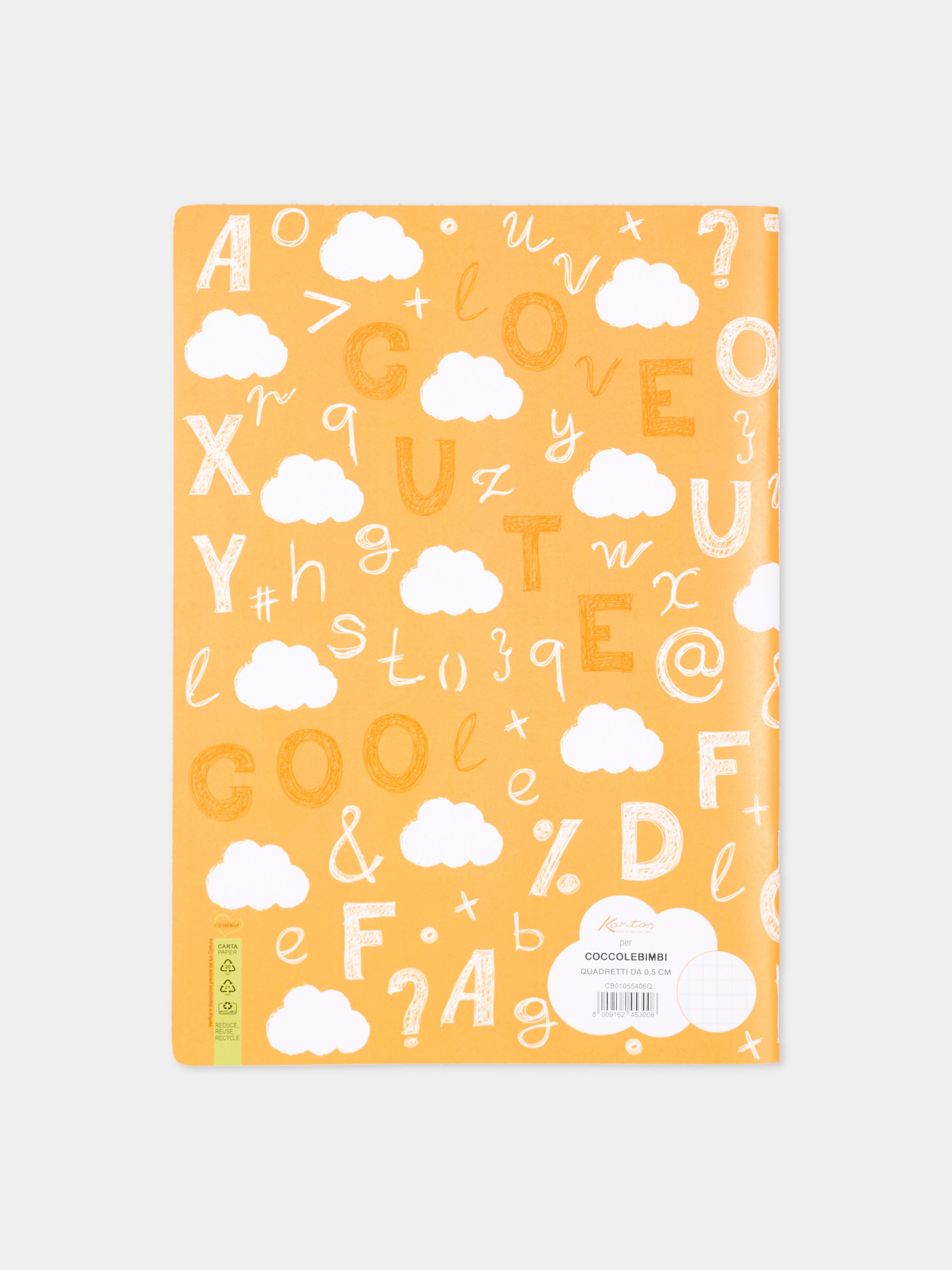 Quaderno arancione per bambini con nuvole,Kartos,CB01055406Q