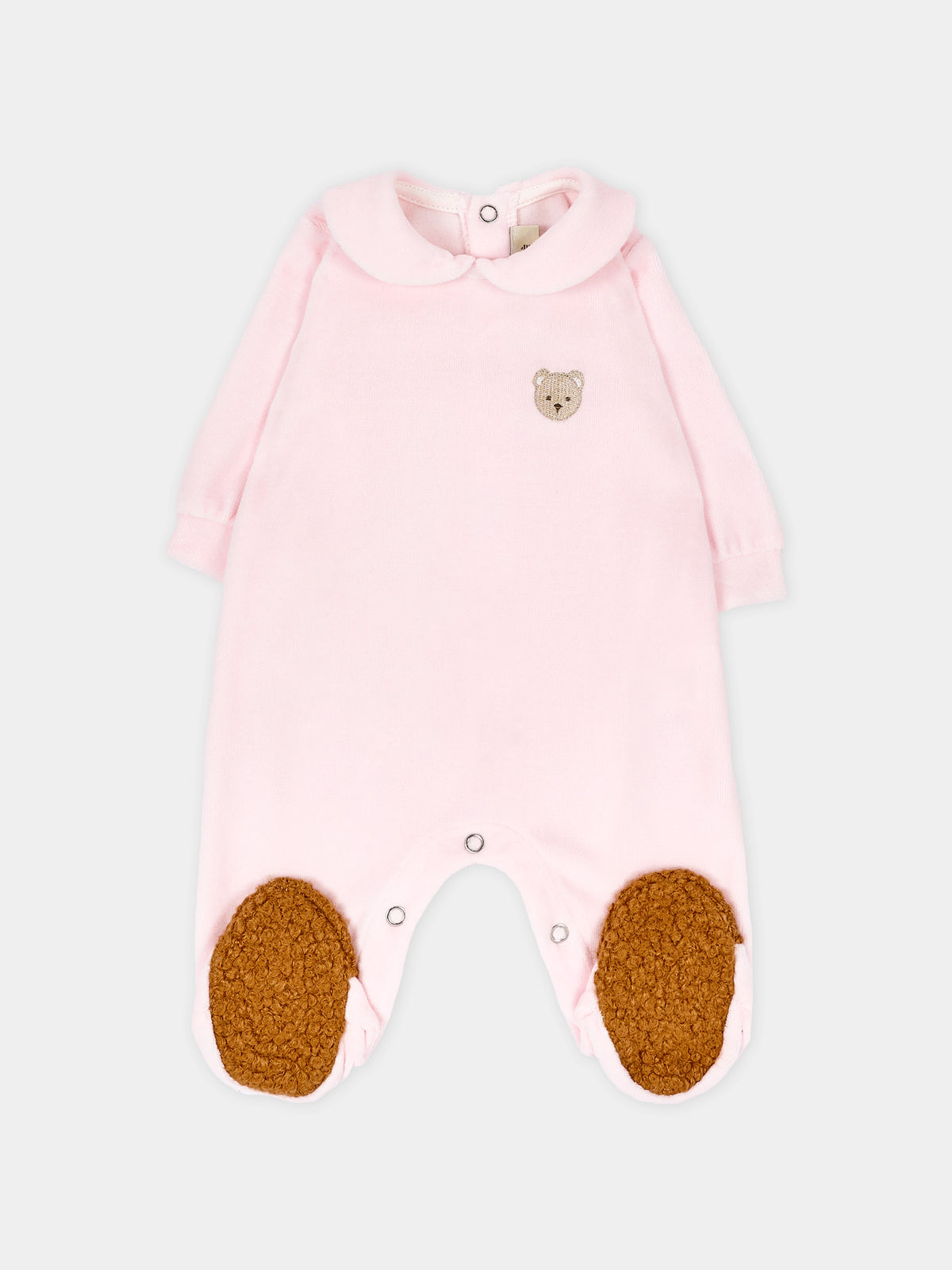 Tutina rosa per neonata con orsetto in ciniglia,Le Boo Beebè,CB041 30