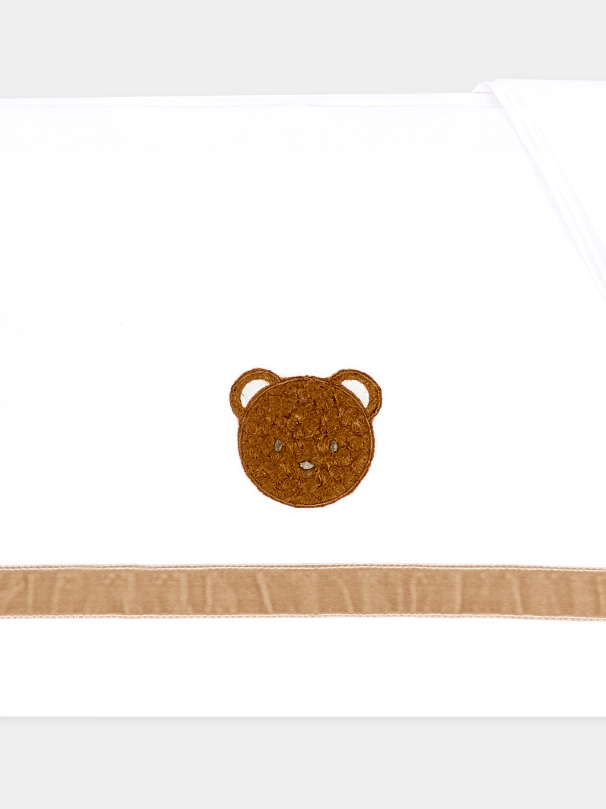 Lenzuola bianche per neonati con orsetto bouclé,Le Boo Beebè,CBL040 1021