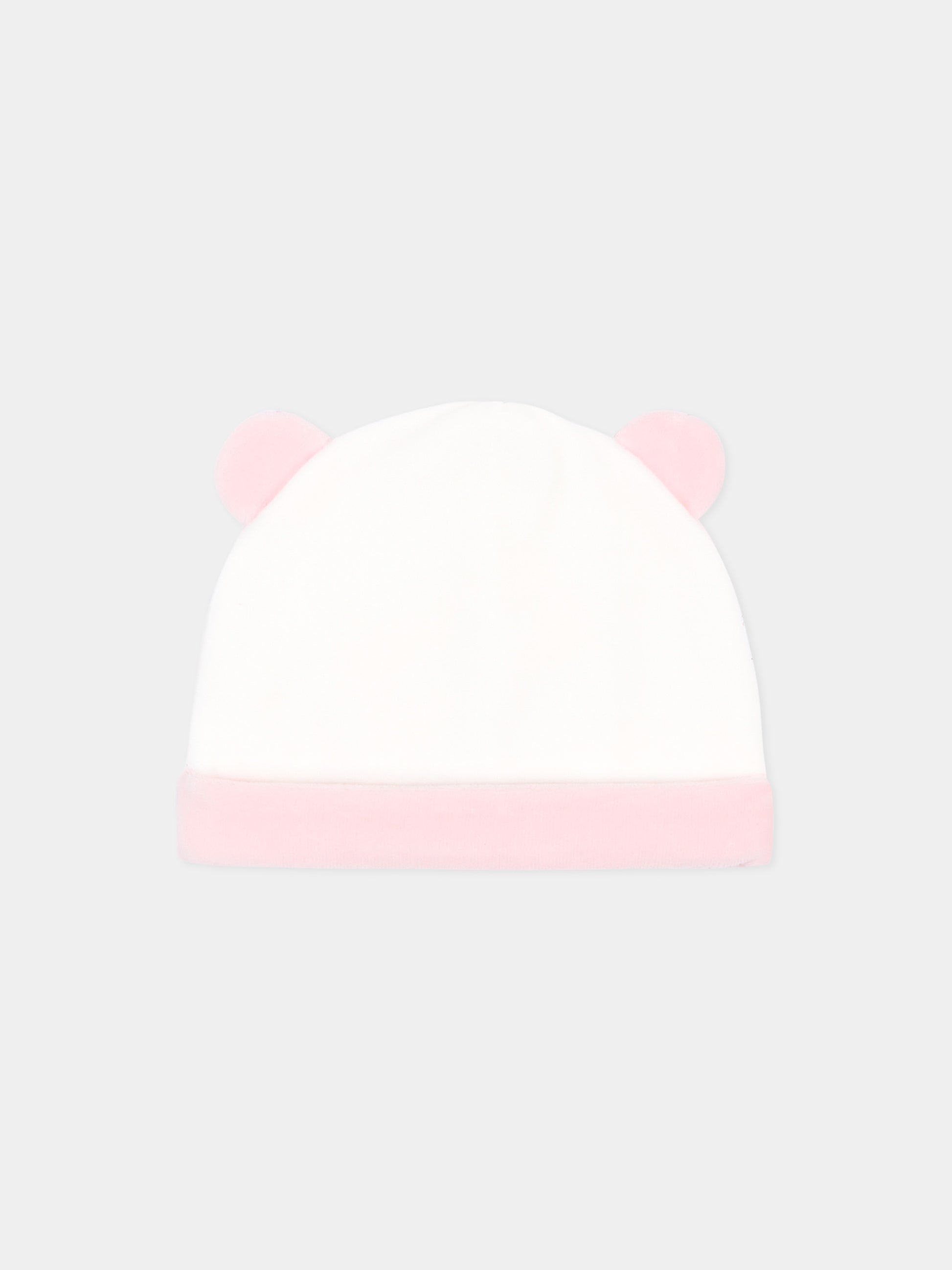 Cappello avorio per neonata in ciniglia con orecchie,Le Boo Beebè,CCB040 30