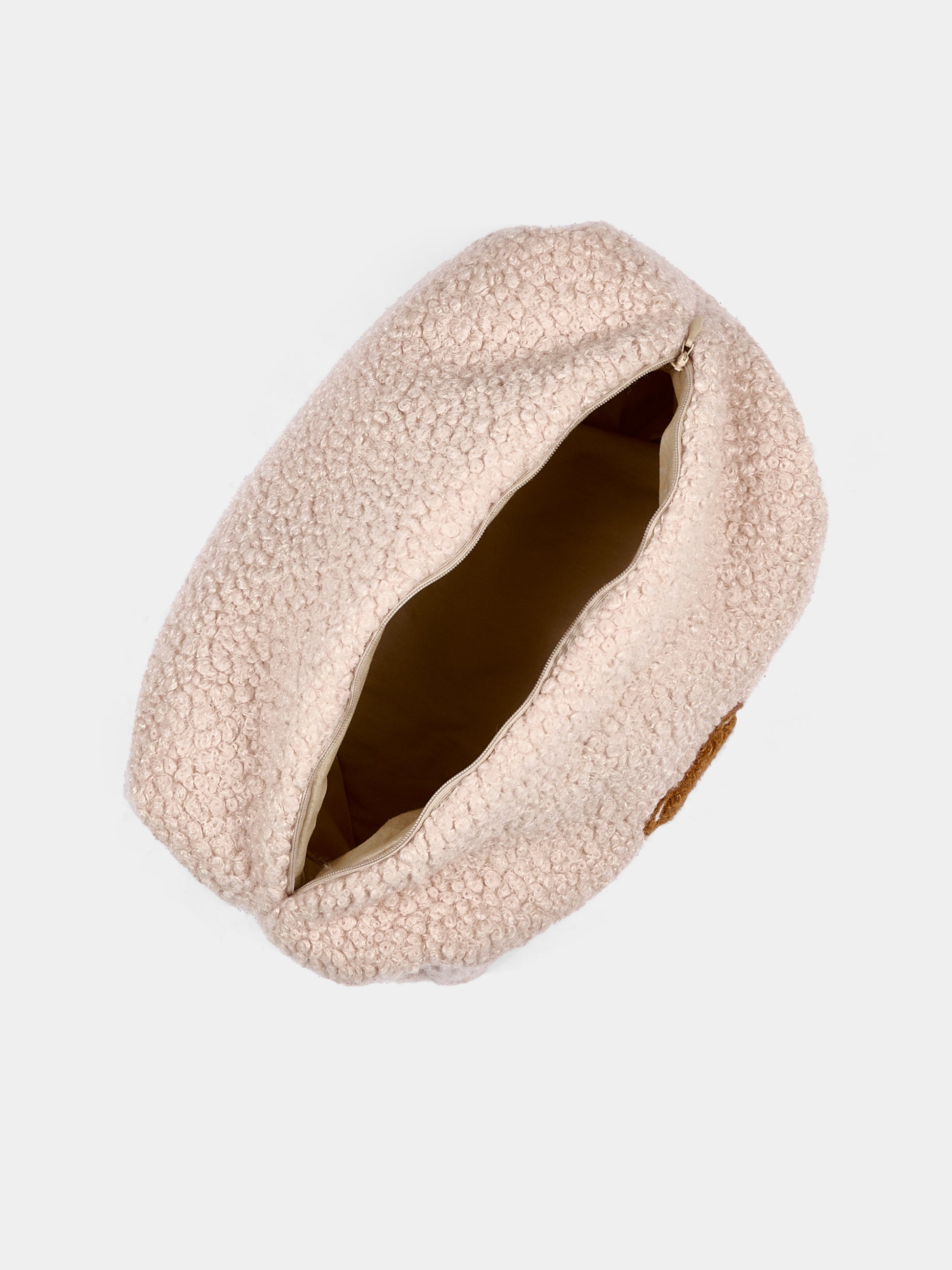 Pochette avorio per neonati con orsetto effetto bouclé,Le Boo Beebè,CBR040 21