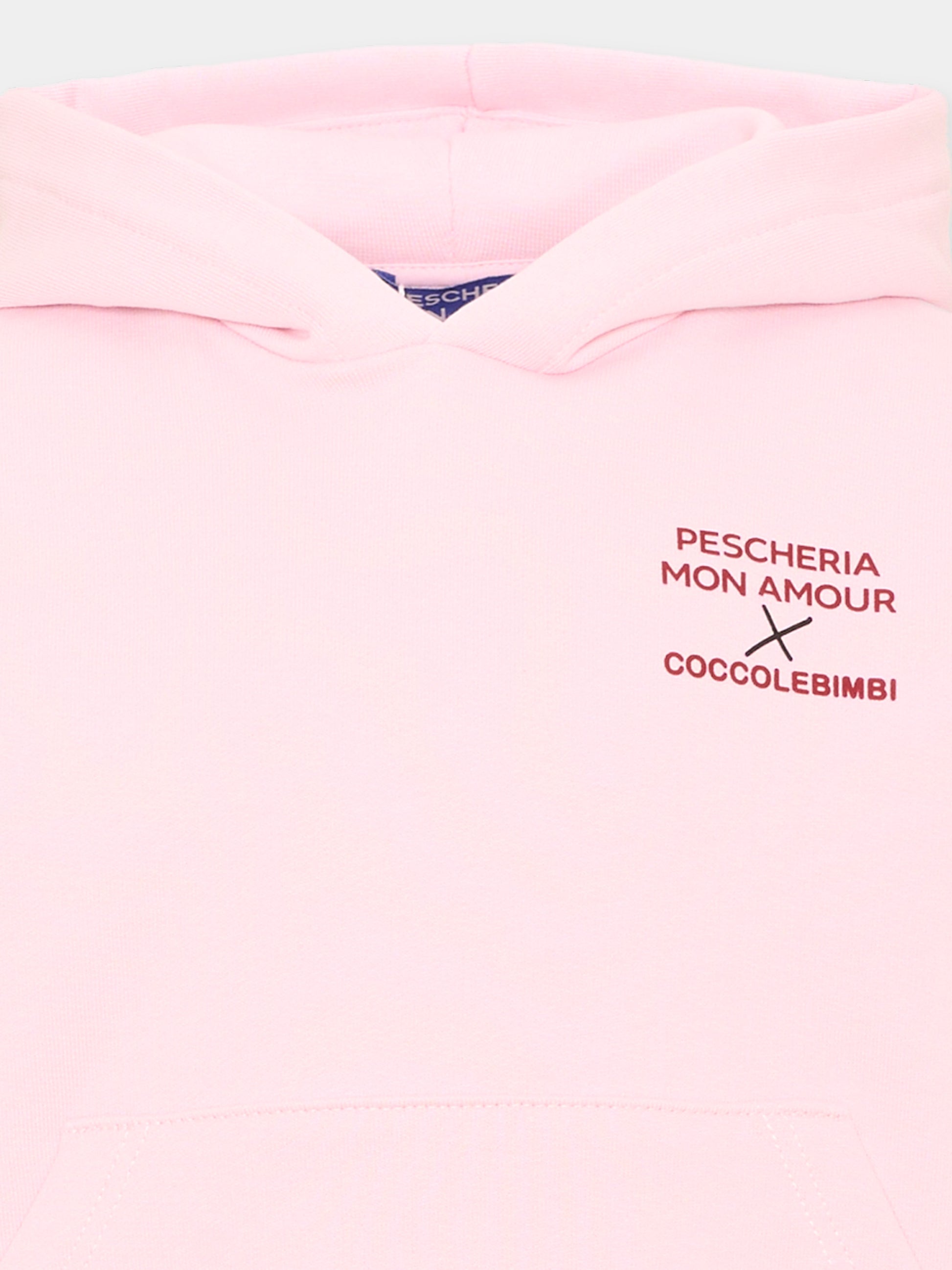 Felpa con cappuccio rosa per bambina,Pescheria Mon Amour X Coccolebimbi,PMAK HD003 PNK