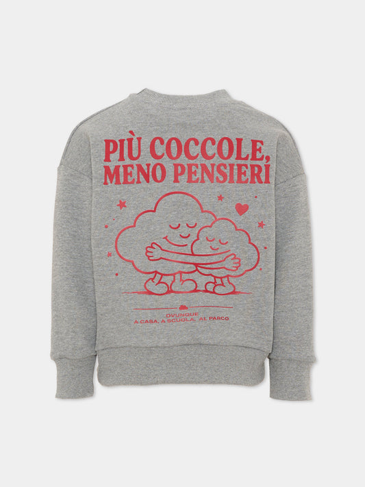 Felpa grigia per bambini con stampa,Pescheria Mon Amour X Coccolebimbi,PMAK SW004 GRM