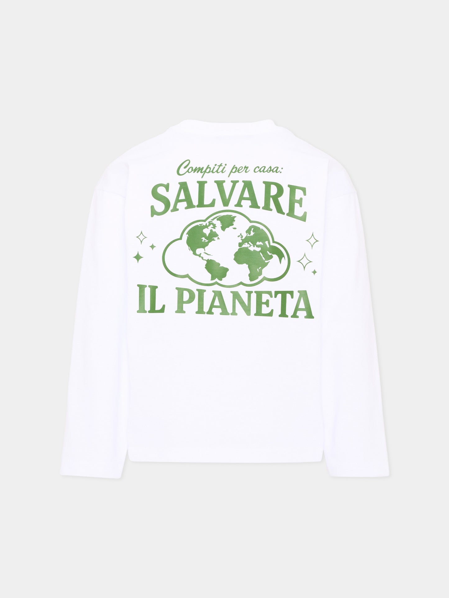 T-shirt a manica lunga bianca per bambini con frase sul retro,Pescheria Mon Amour X Coccolebimbi,PMAK LS008 WHT