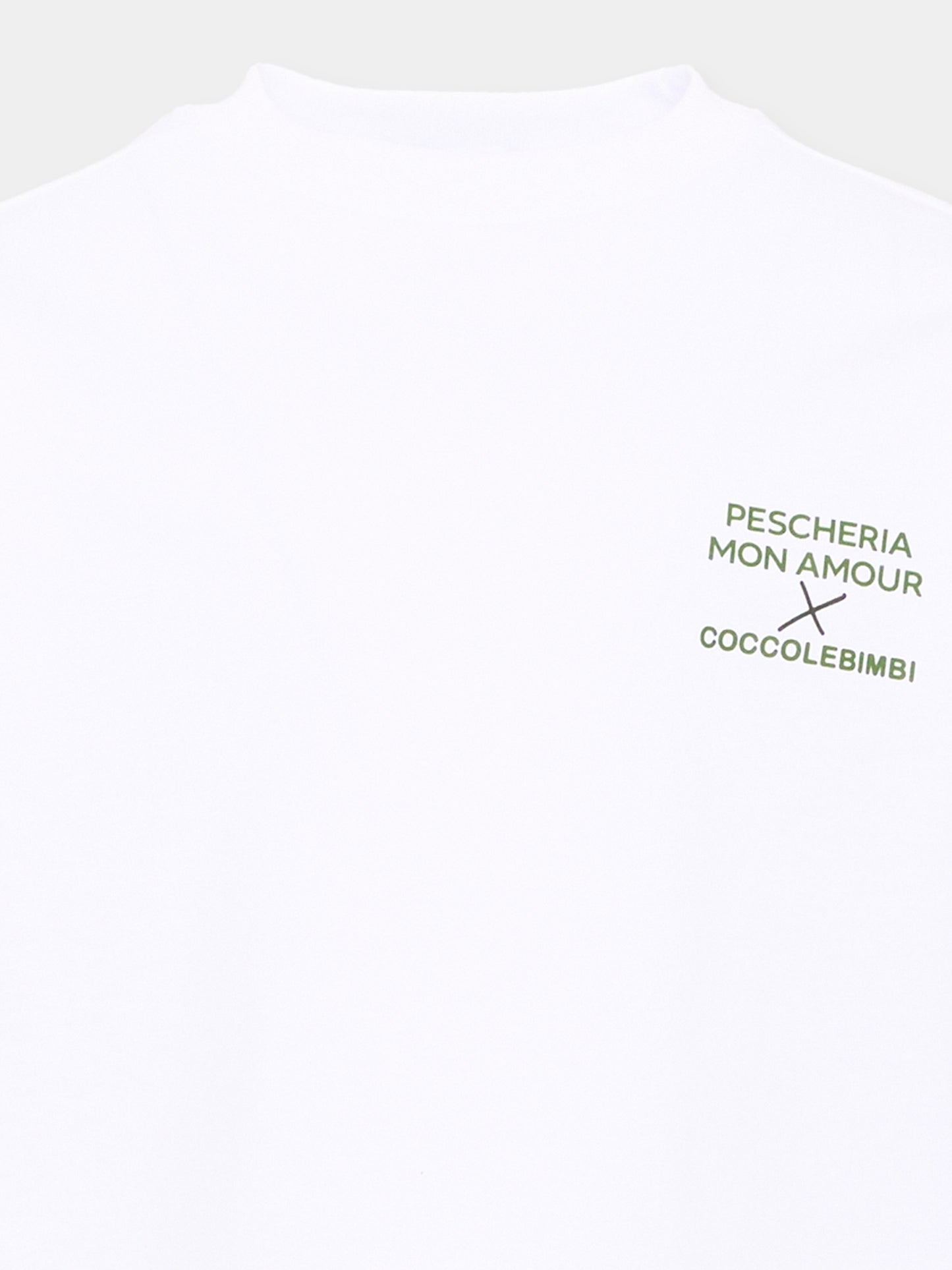T-shirt a manica lunga bianca per bambini con frase sul retro,Pescheria Mon Amour X Coccolebimbi,PMAK LS008 WHT