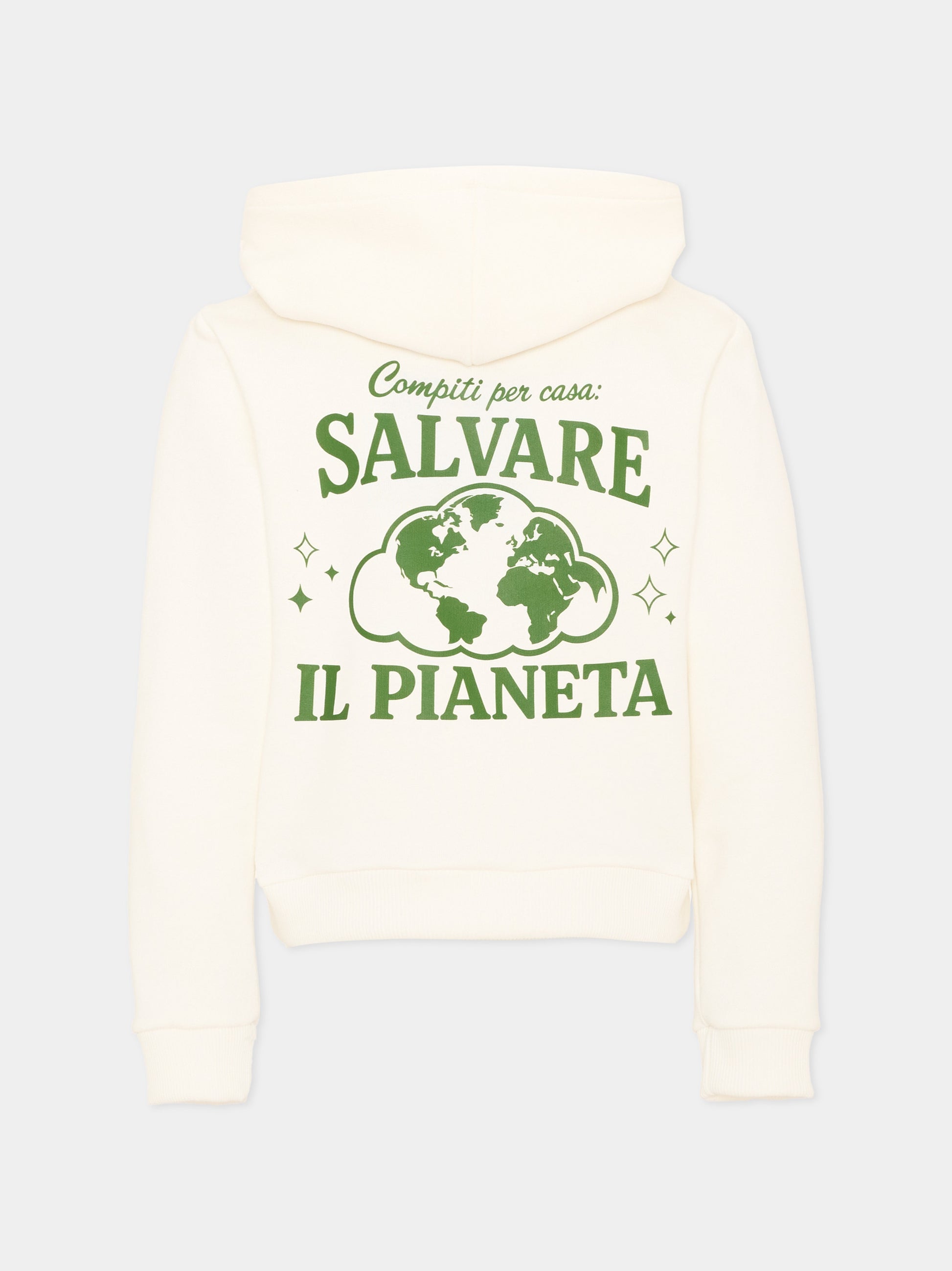 Felpa con cappuccio avorio con stampa,Pescheria Mon Amour X Coccolebimbi,PMAK HD009 CRM