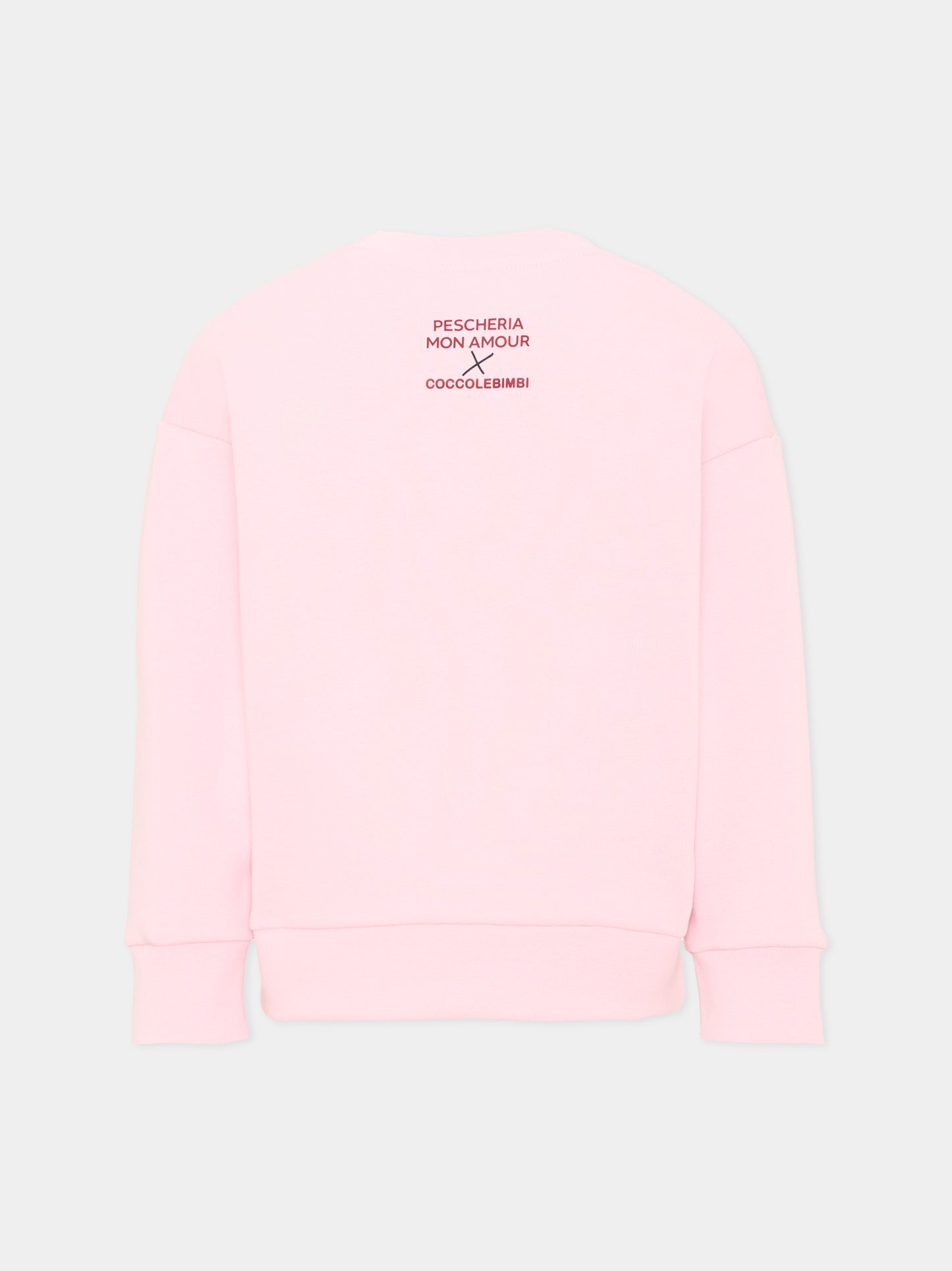 Felpa rosa per bambina con stampa,Pescheria Mon Amour X Coccolebimbi,PMAK SW015 PNK