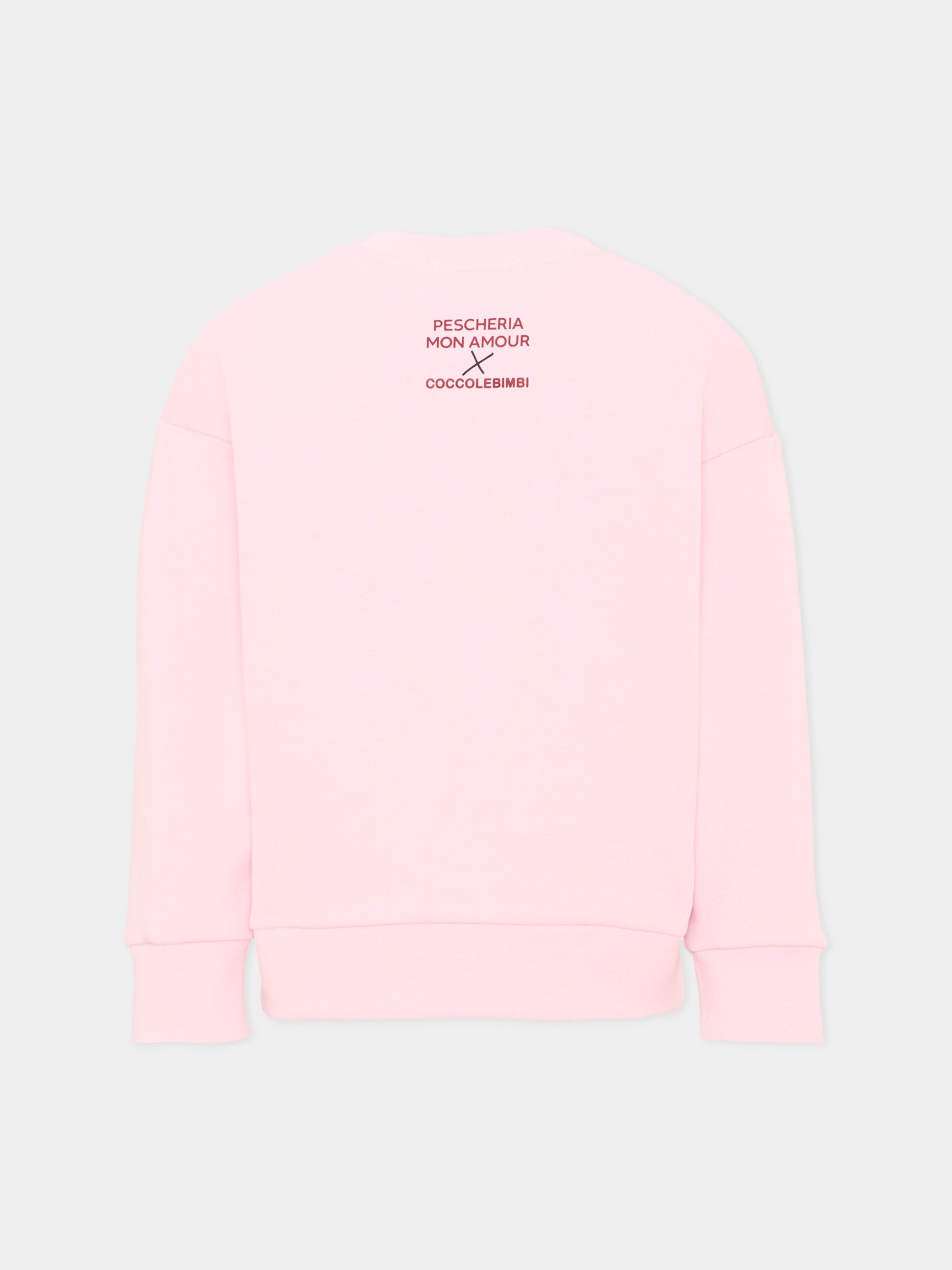 Felpa rosa per bambina con stampa,Pescheria Mon Amour X Coccolebimbi,PMAK SW015 PNK