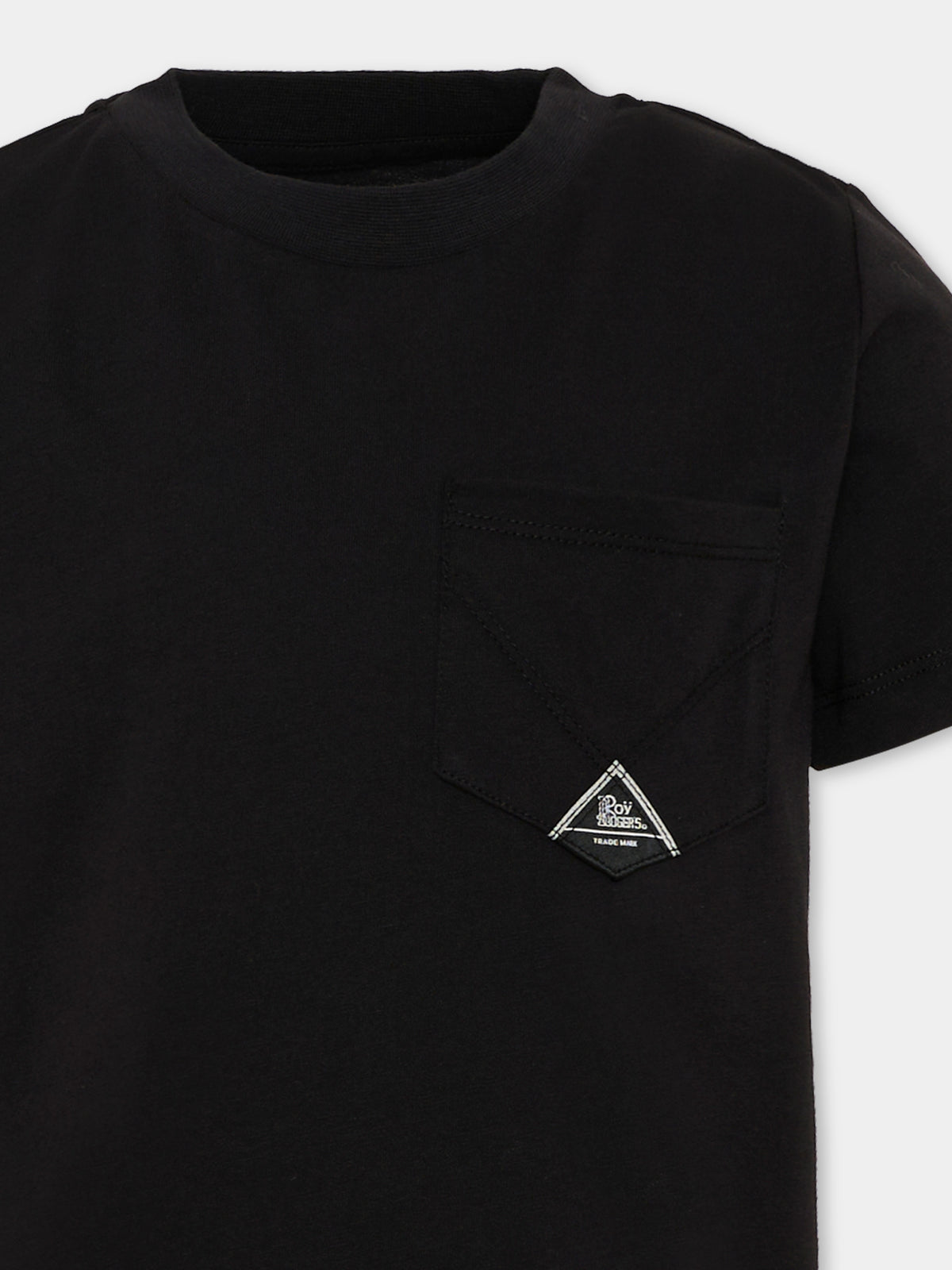 T-shirt nera per bambino con tasca,Roy Roger's Kids,R F108 00 0658