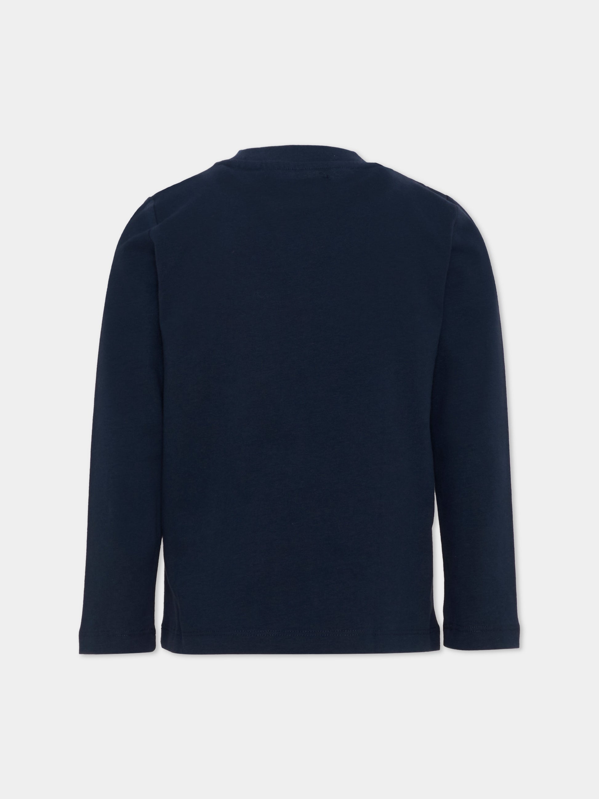 T-shirt a manica lunga blu con tasca,Roy Roger's Kids,R F127 00 3885