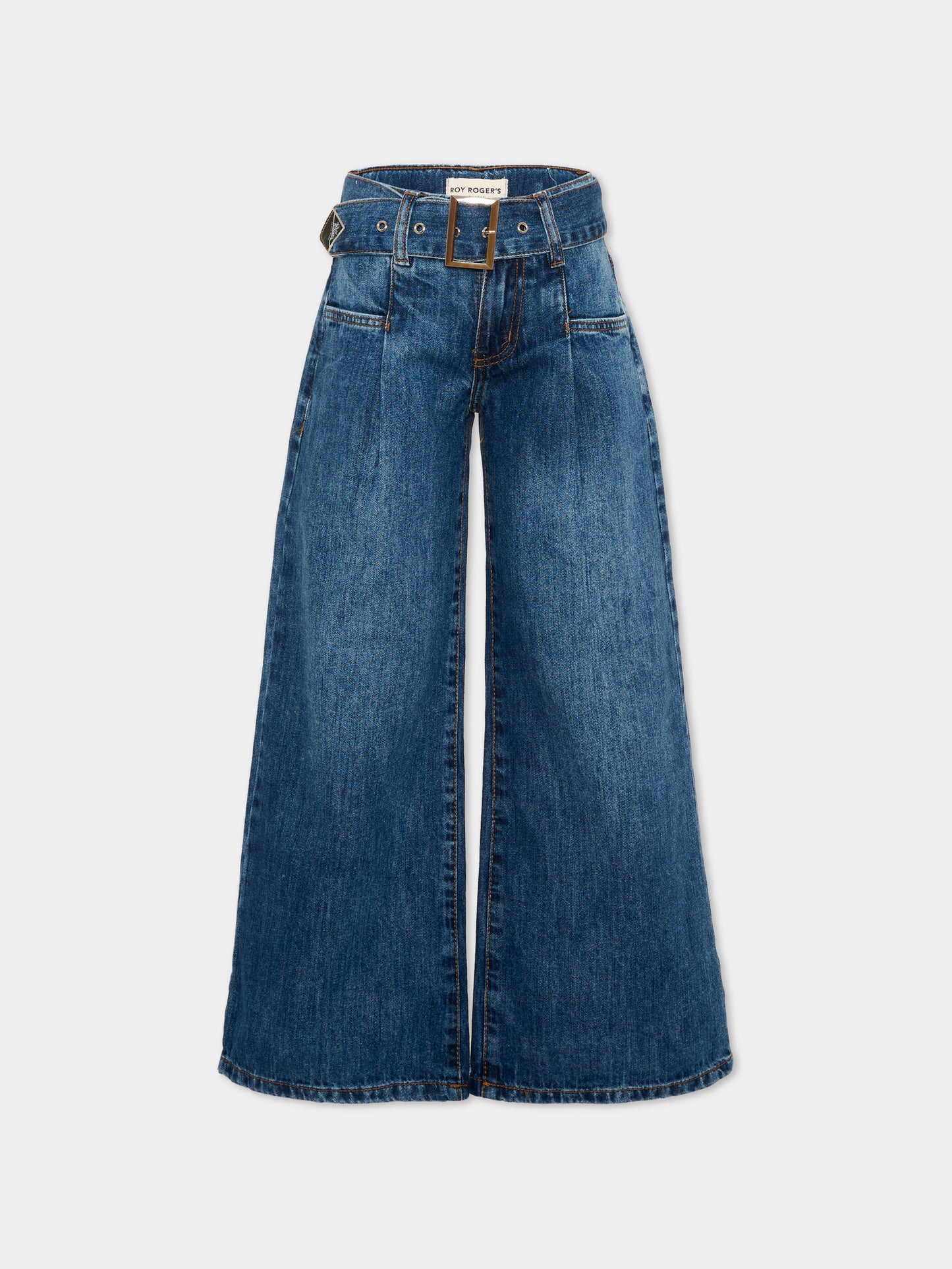Jeans blu per bambina con cintura,Roy Roger's Kids,R F160 00 7023