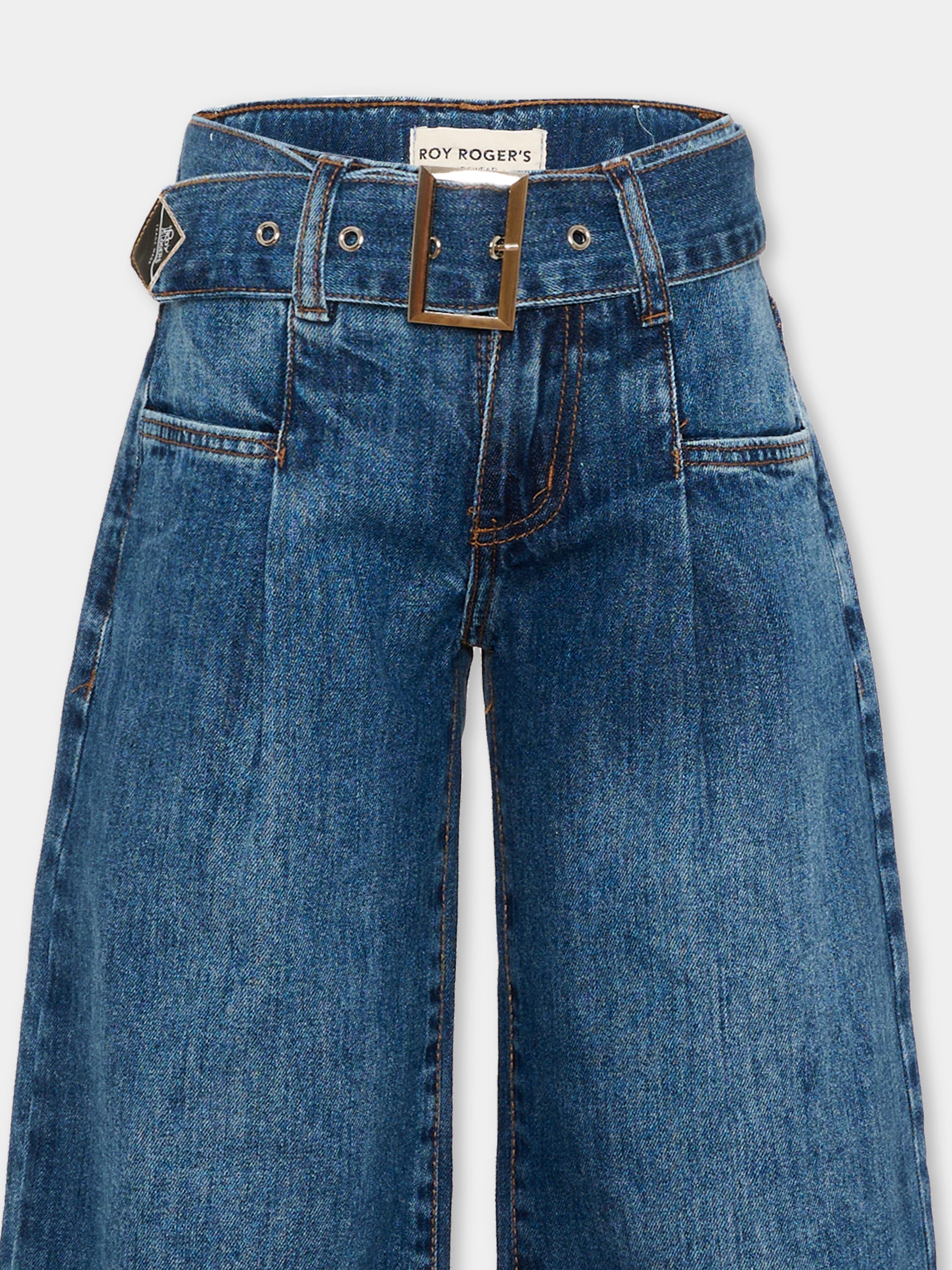 Jeans blu per bambina con cintura,Roy Roger's Kids,R F160 00 7023