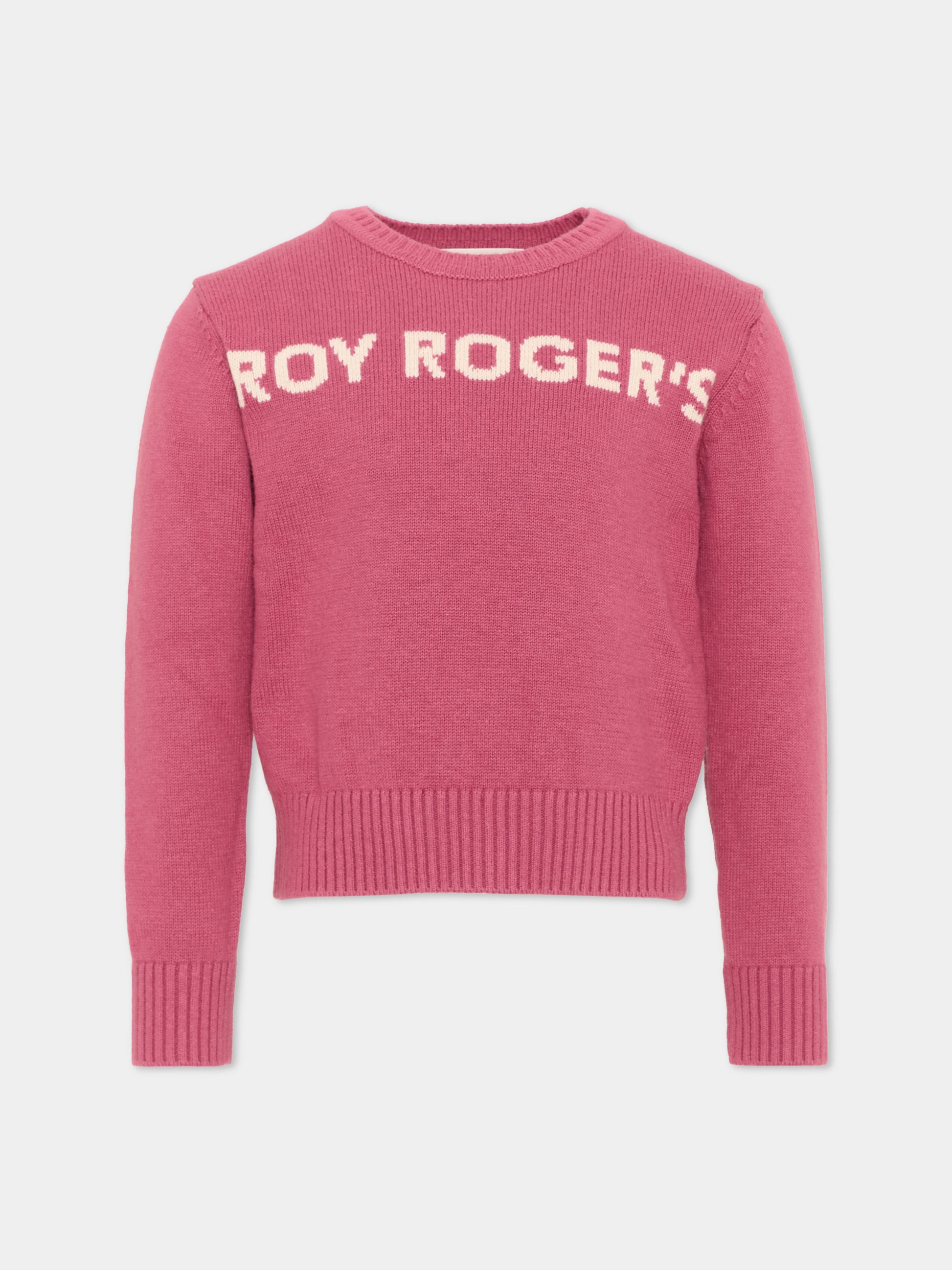 Maglione rosa per bambina con logo,Roy Roger's Kids,R F169 00 2643
