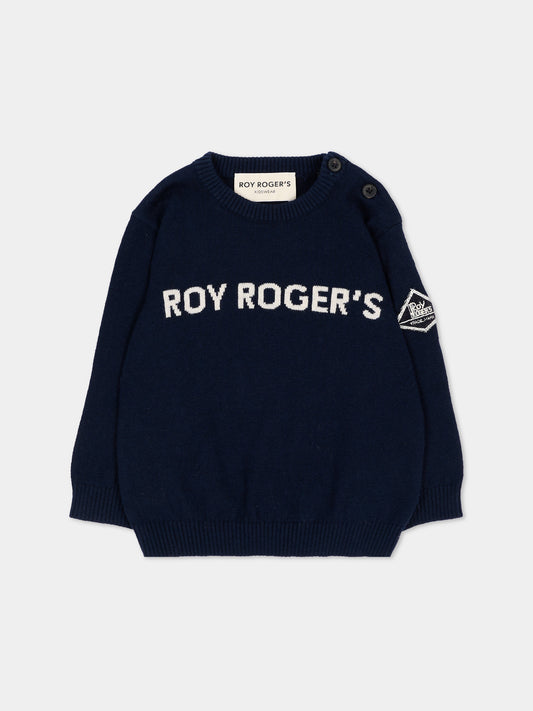 Maglione blu per neonato con logo,Roy Roger's Kids,R F190 00 3885