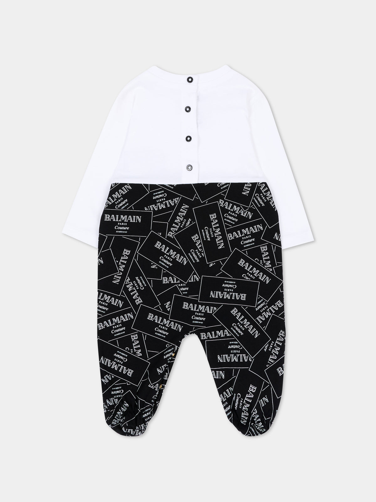 Set tutina nero per neonati con stampa,Balmain Kids,BXB57A Z3332 930BC